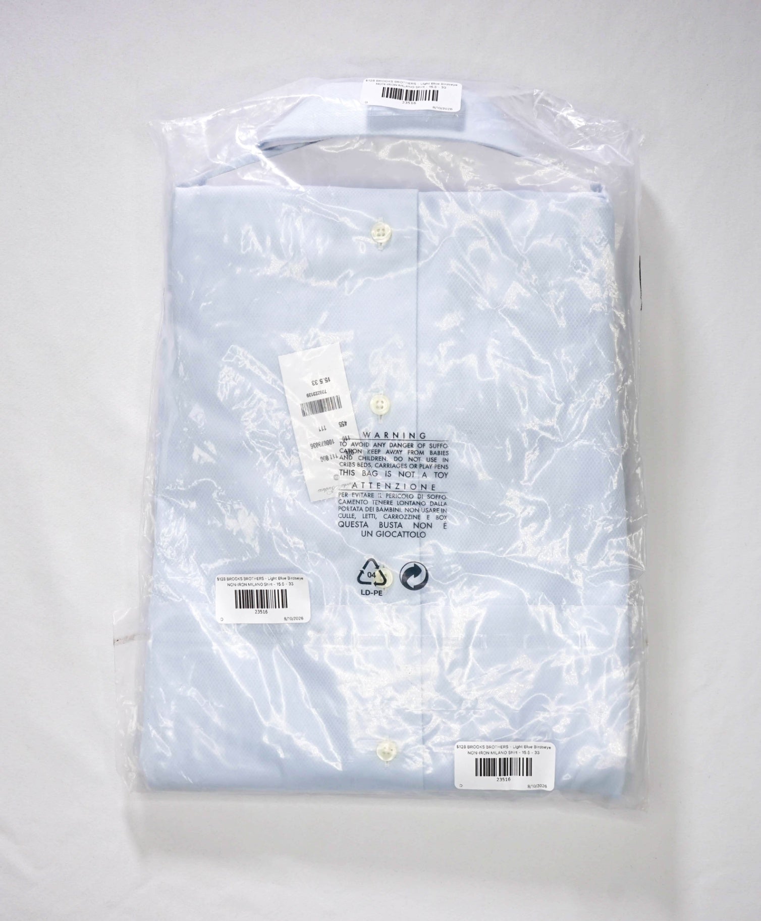 $128 BROOKS BROTHERS - Light Blue NON-IRON MILANO Shirt - 15.5 - 33