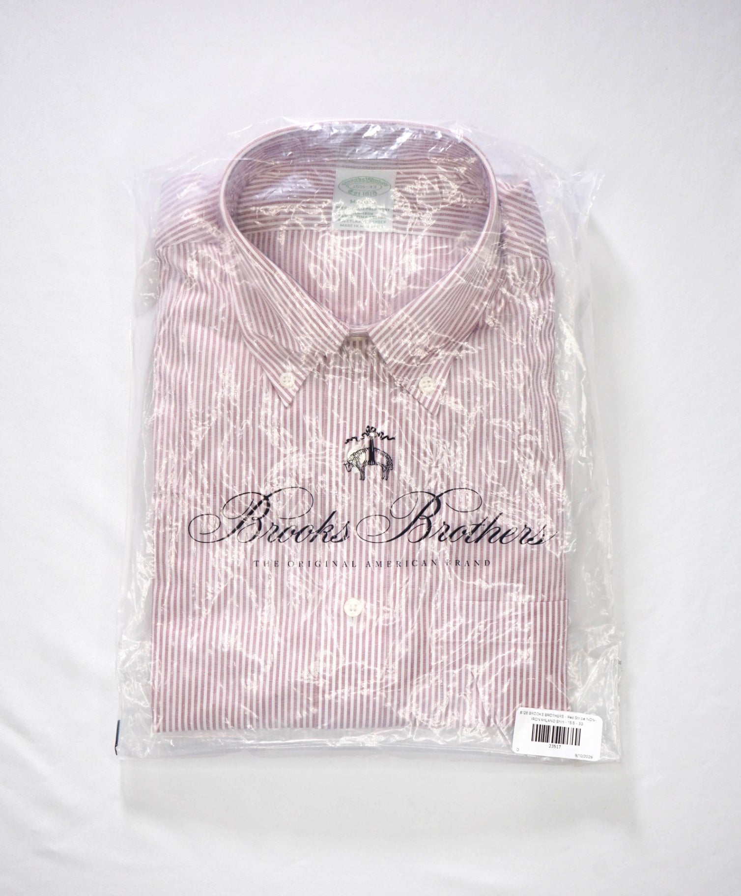 $128 BROOKS BROTHERS - Red Stripe NON-IRON MILANO Shirt - 15.5 - 33