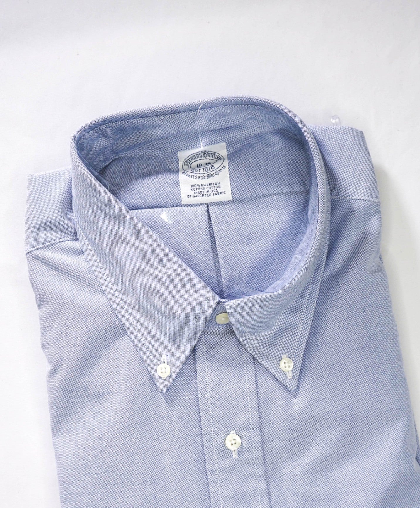 $198 BROOKS BROTHERS - Blue MADE IN USA MAKERS AND MERCHANTS Shirt - 18 - 36