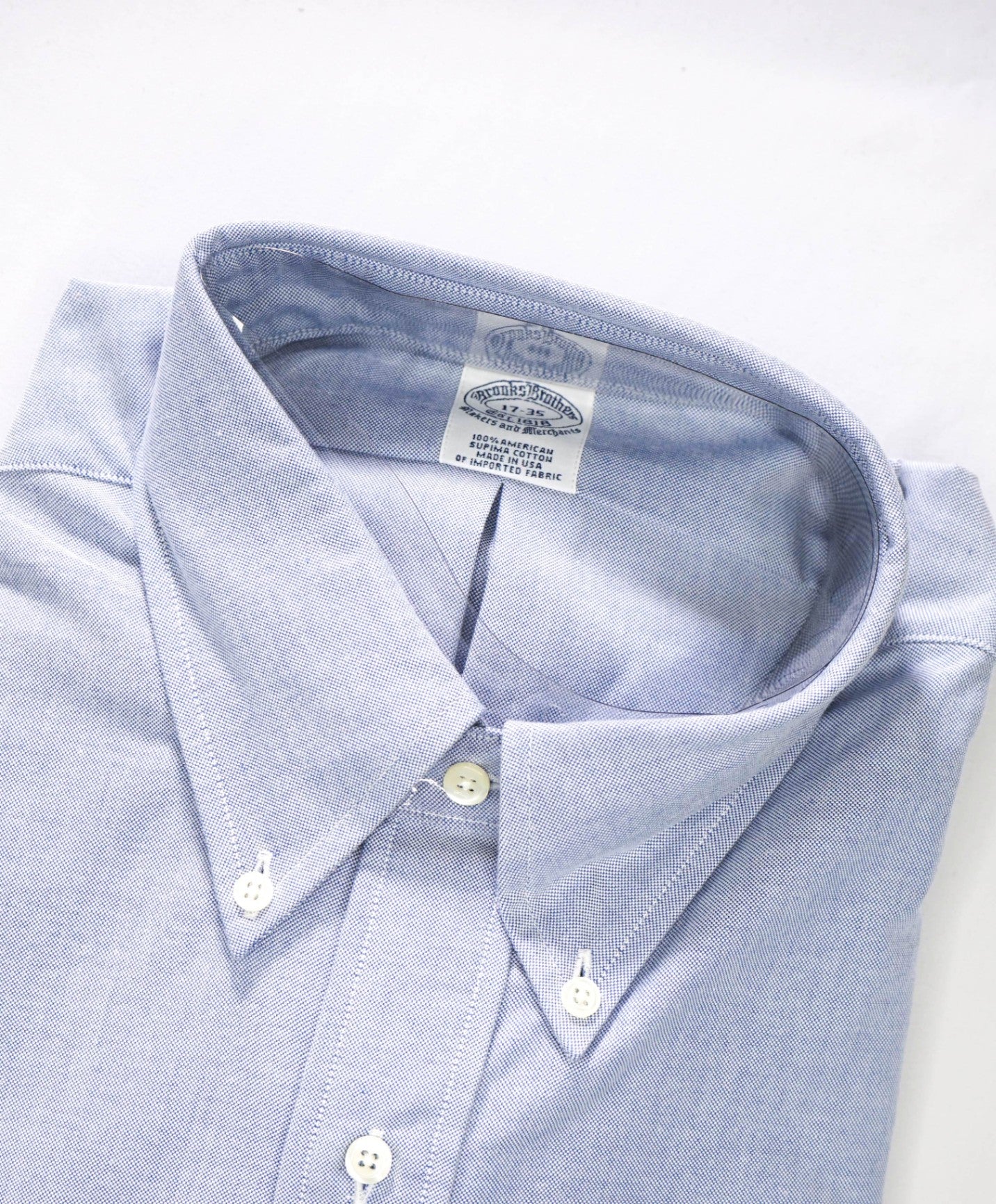 $198 BROOKS BROTHERS - Blue MADE IN USA MAKERS AND MERCHANTS Shirt - 17 - 35