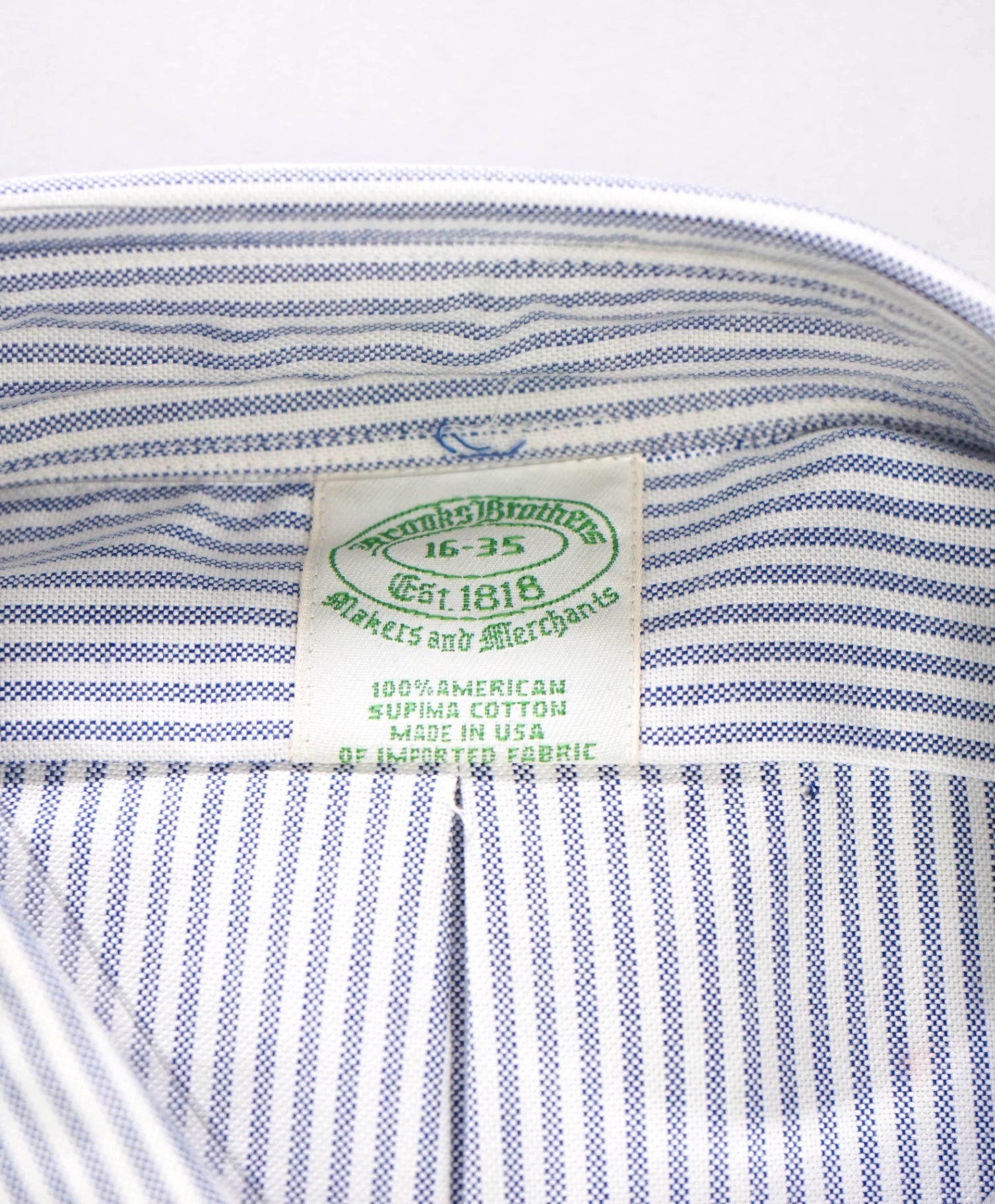 $198 BROOKS BROTHERS - Blue Stripe MADE IN USA MAKERS AND MERCHANTS Shirt - 16 - 35