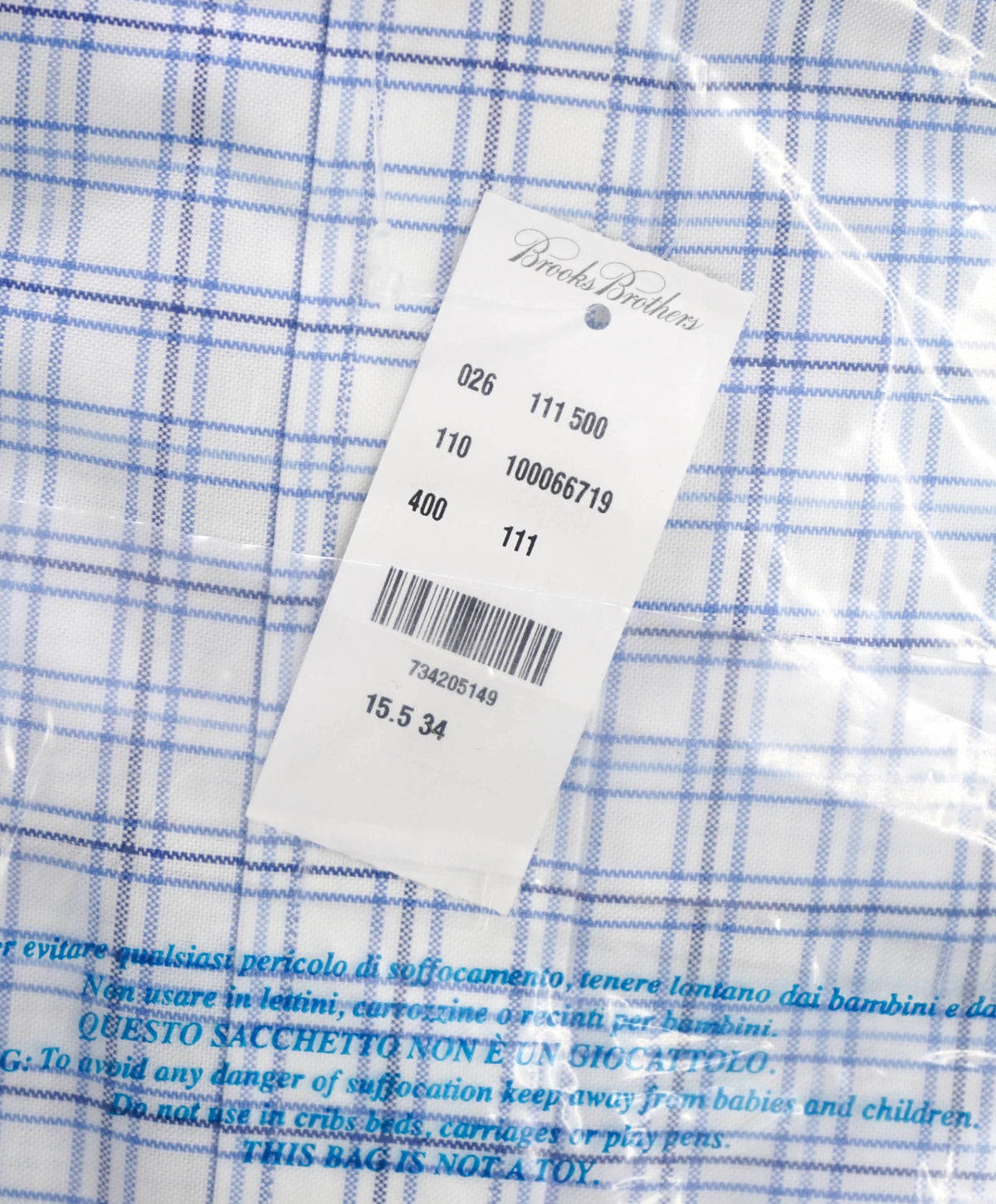 $128 BROOKS BROTHERS - Blue Plaid NON-IRON REGENT Shirt - 15.5 / 34