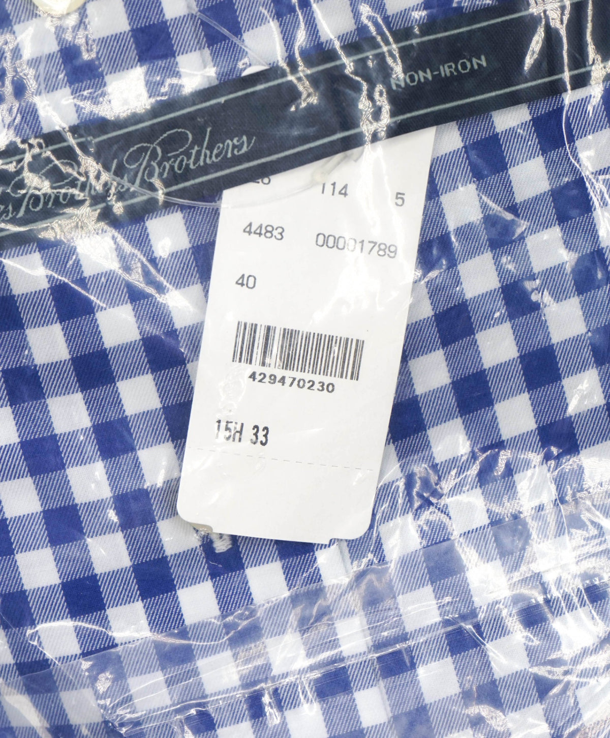 $128 BROOKS BROTHERS - Blue Gingham NON-IRON Shirt - 15.5 - 33