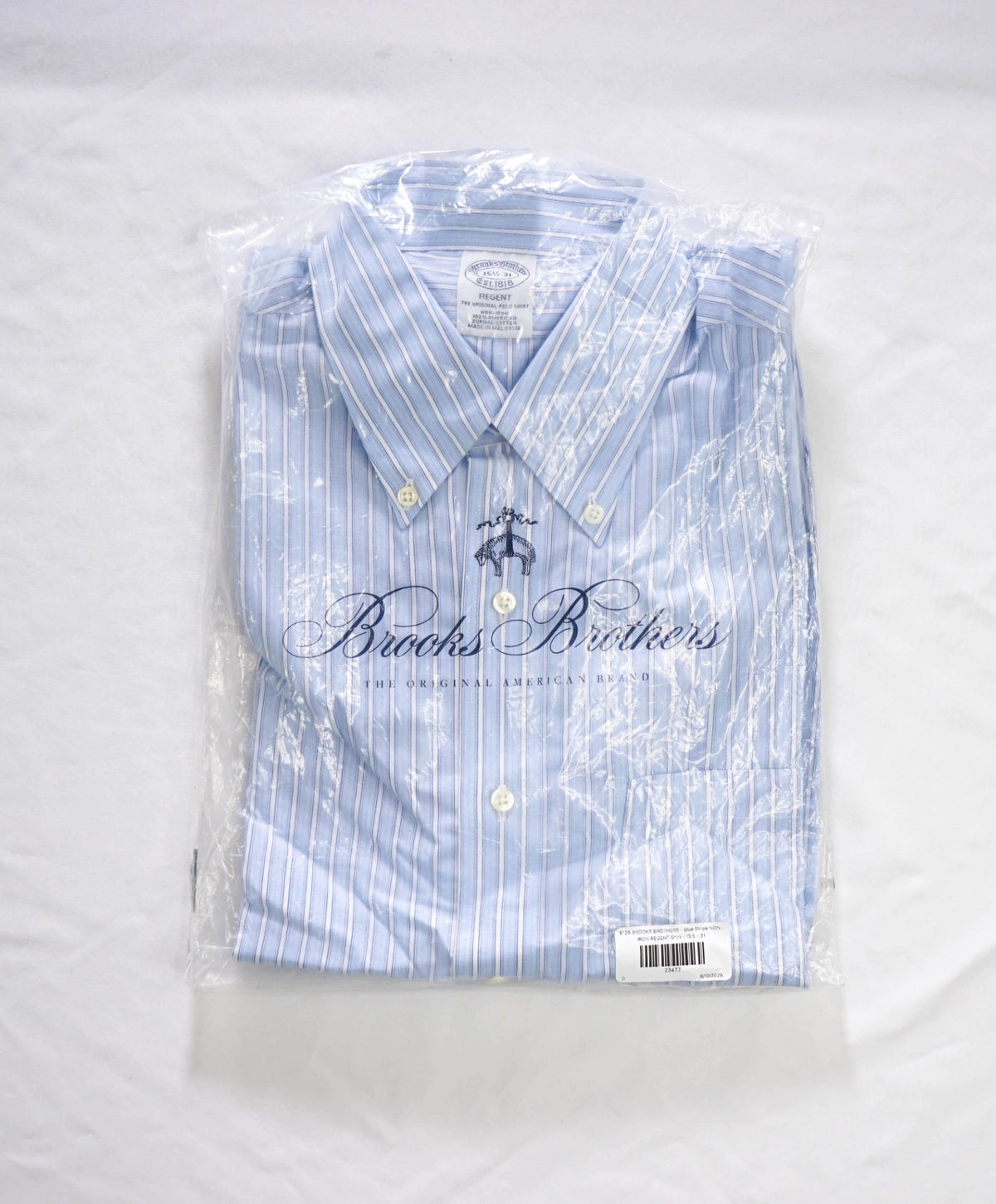 $128 BROOKS BROTHERS - Blue Stripe NON-IRON REGENT Shirt - 15.5 - 31
