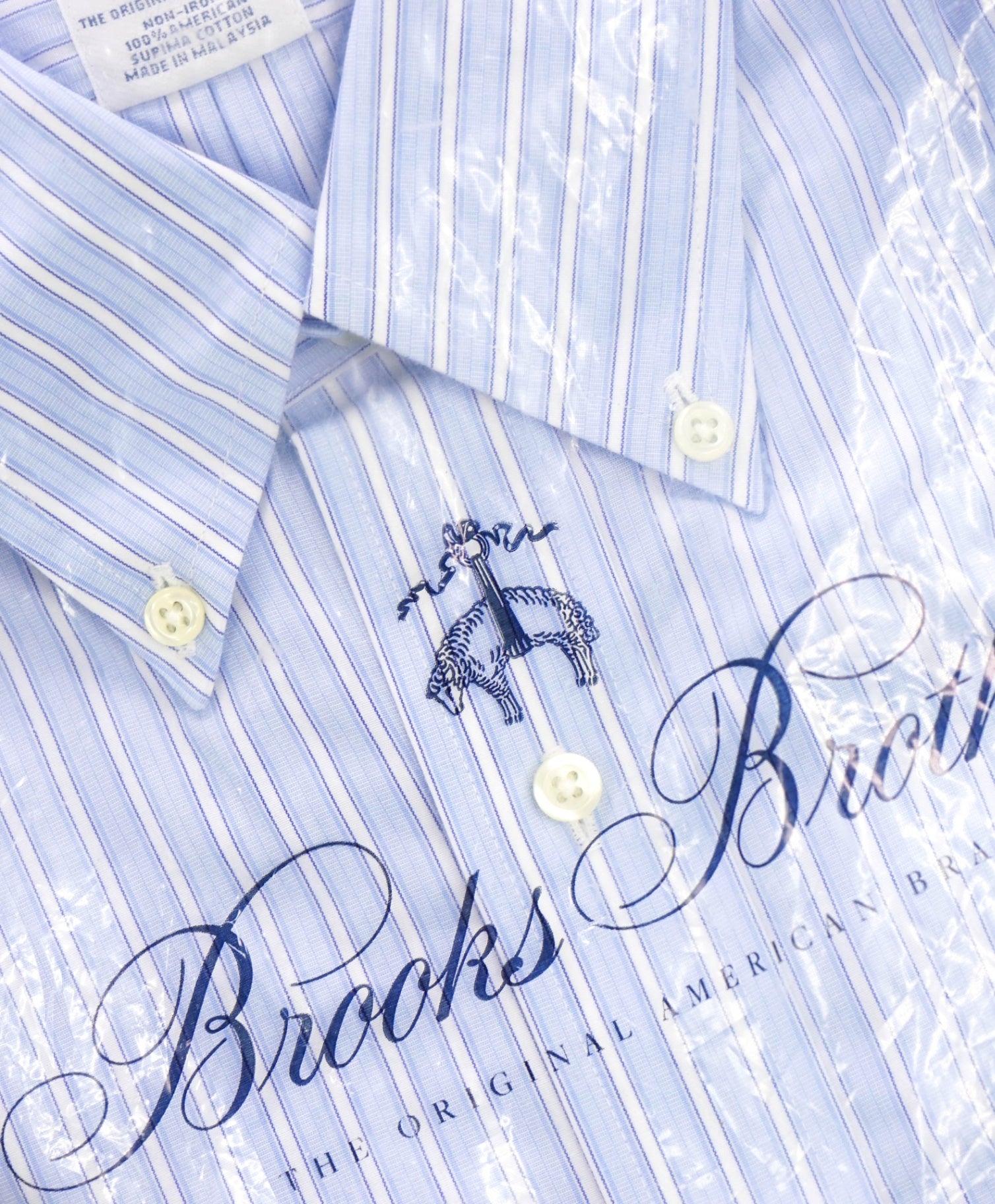$128 BROOKS BROTHERS - Blue Stripe NON-IRON REGENT Shirt - 15.5 - 31