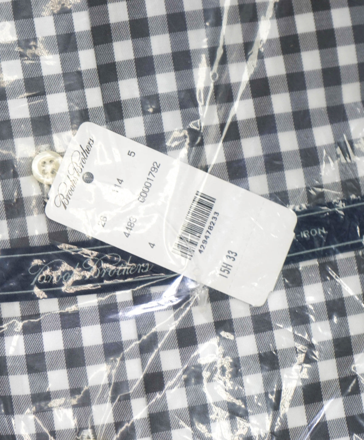 $128 BROOKS BROTHERS - Gray Gingham NON-IRON Shirt - 15.5 - 33