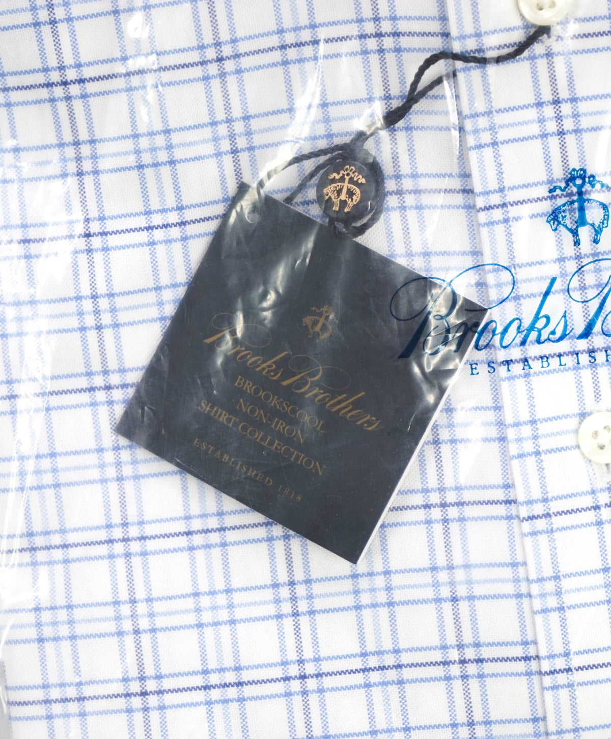 $128 BROOKS BROTHERS - Blue Plaid NON-IRON REGENT Shirt - 15.5 / 33