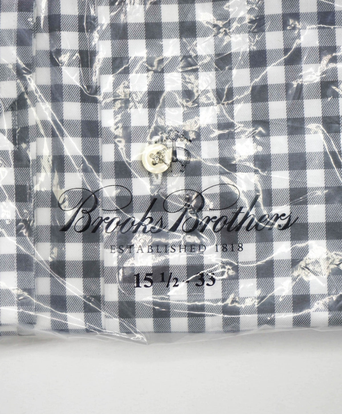 $128 BROOKS BROTHERS - Gray Gingham NON-IRON Shirt - 15.5 - 33