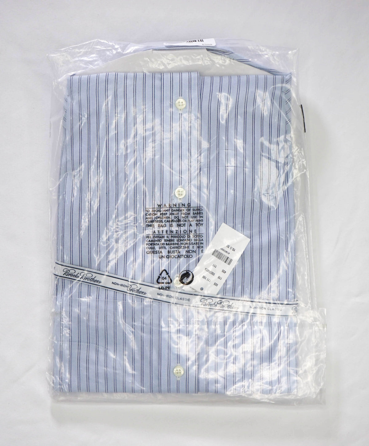 $128 BROOKS BROTHERS - Blue Stripe NON-IRON CLASSIC Shirt - 15.5 / 32