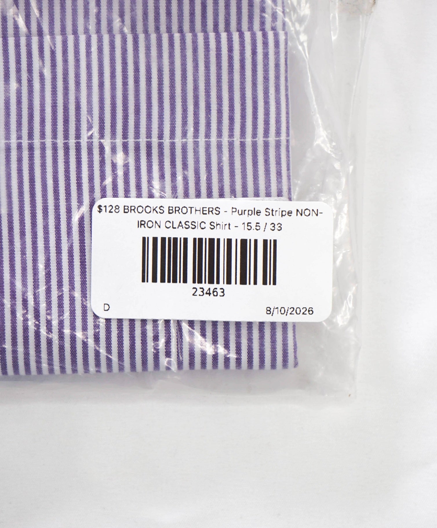 $128 BROOKS BROTHERS - Purple Stripe NON-IRON CLASSIC Shirt - 15.5 / 33