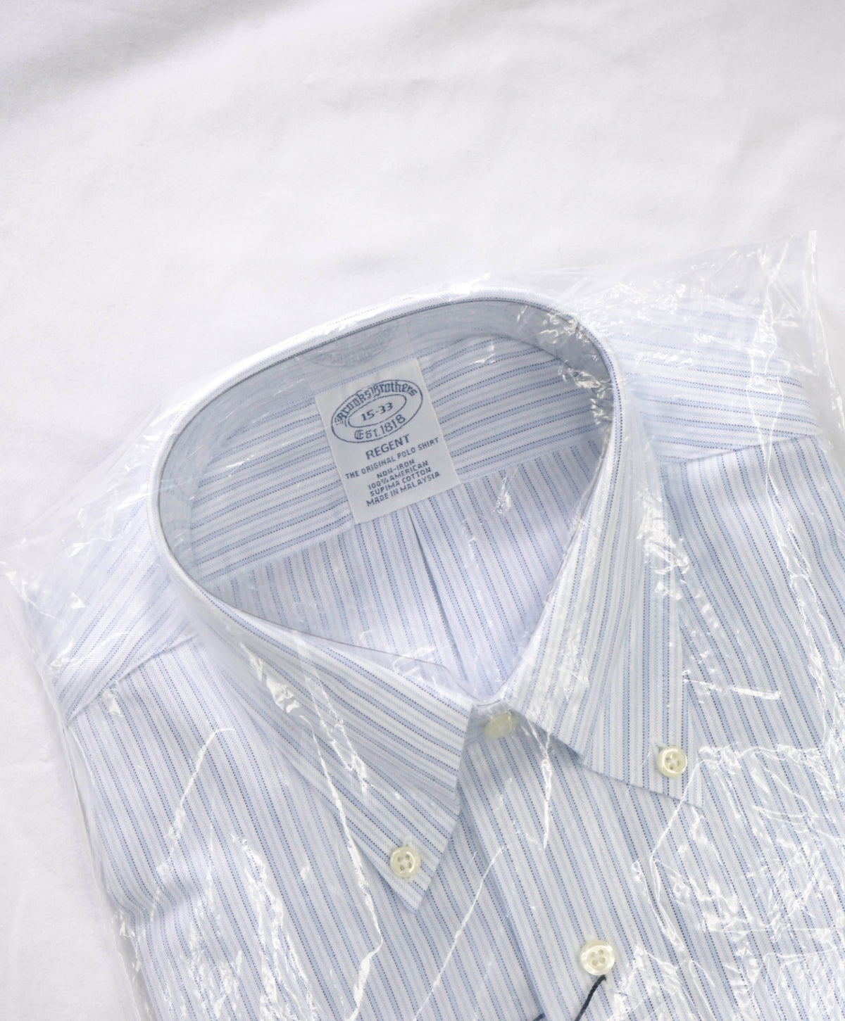 $128 BROOKS BROTHERS - Blue Stripe NON-IRON REGENT Shirt - 15 - 33