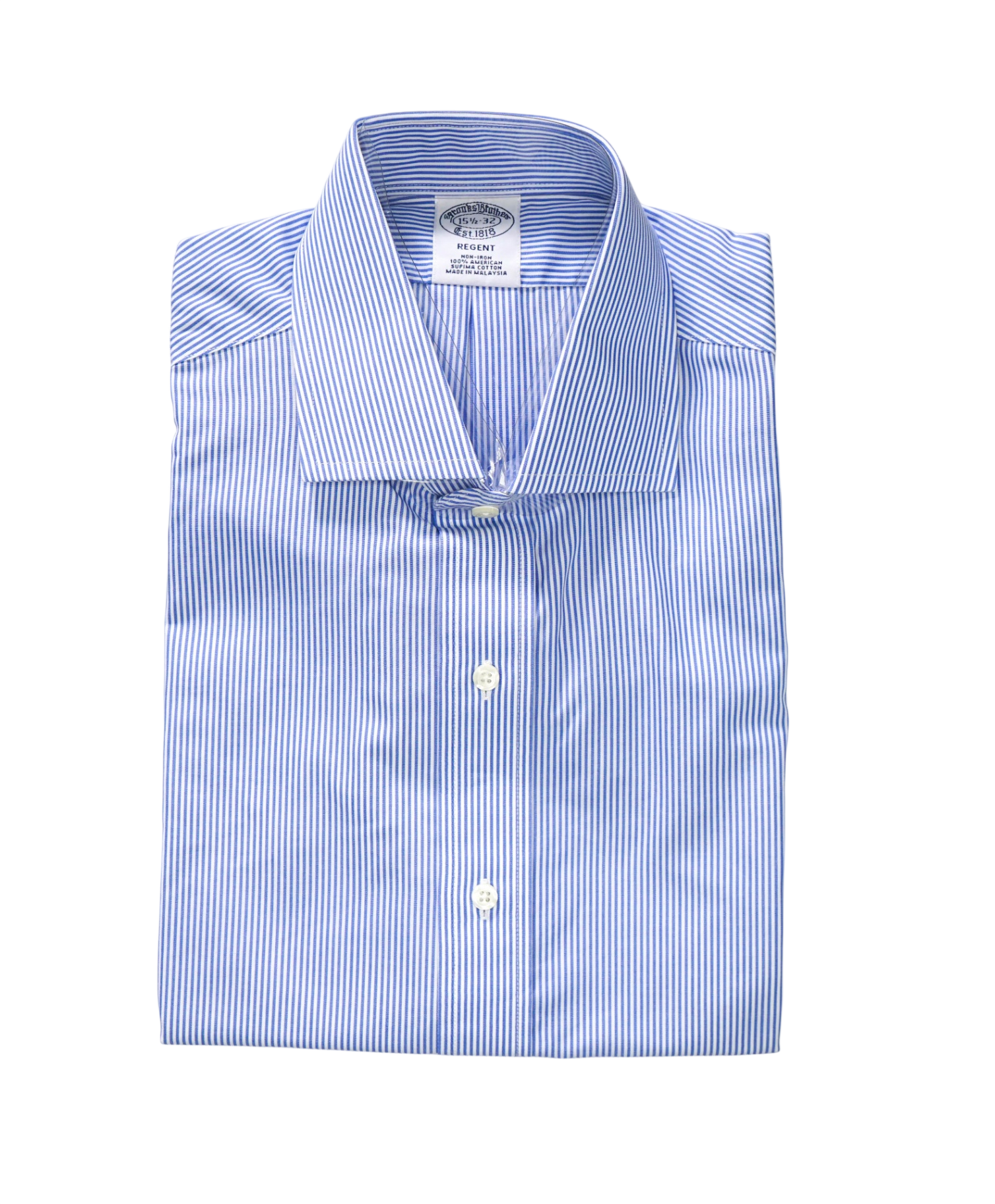$128 BROOKS BROTHERS - Blue Stripe NON-IRON REGENT Shirt - 15.5 - 32