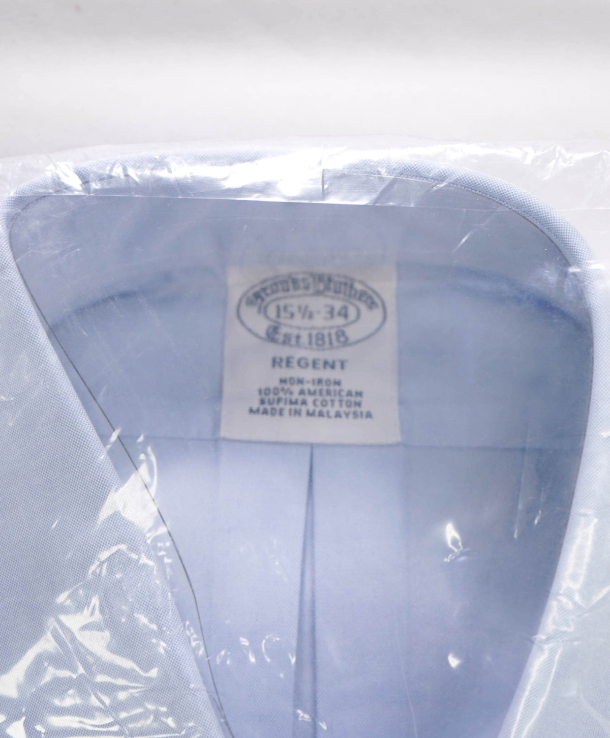 $128 BROOKS BROTHERS - Light Blue NON-IRON REGENT Shirt - 15.5 - 34