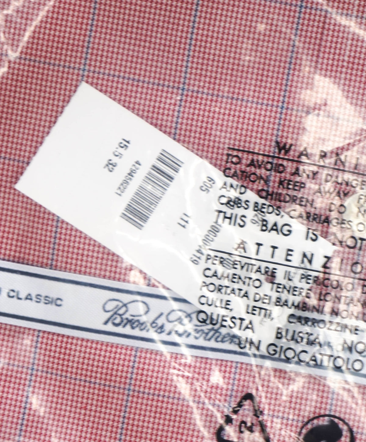 $128 BROOKS BROTHERS - Red Check NON-IRON CLASSIC Shirt - 15.5 / 32