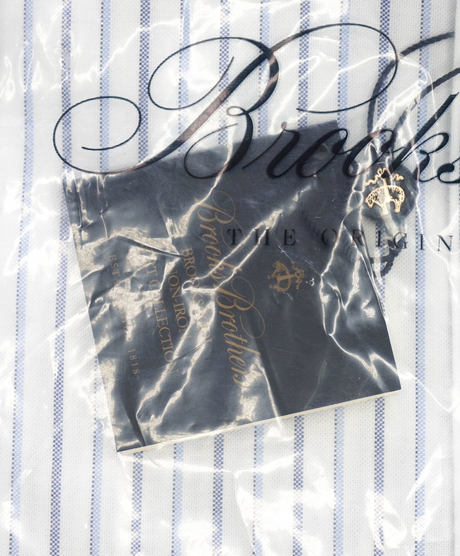 $128 BROOKS BROTHERS - Blue Stripe NON-IRON CLASSIC Shirt - 17.5 - 34