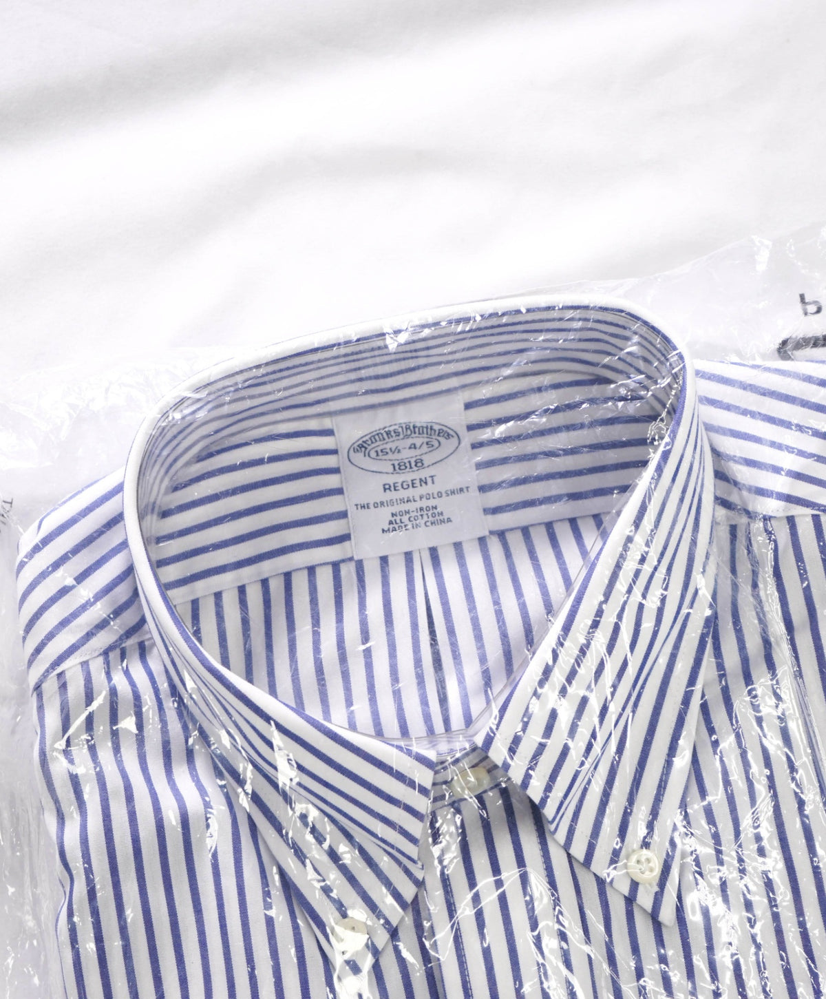 $128 BROOKS BROTHERS - Blue Stripe NON-IRON REGENT Shirt - 15.5 - 34/35