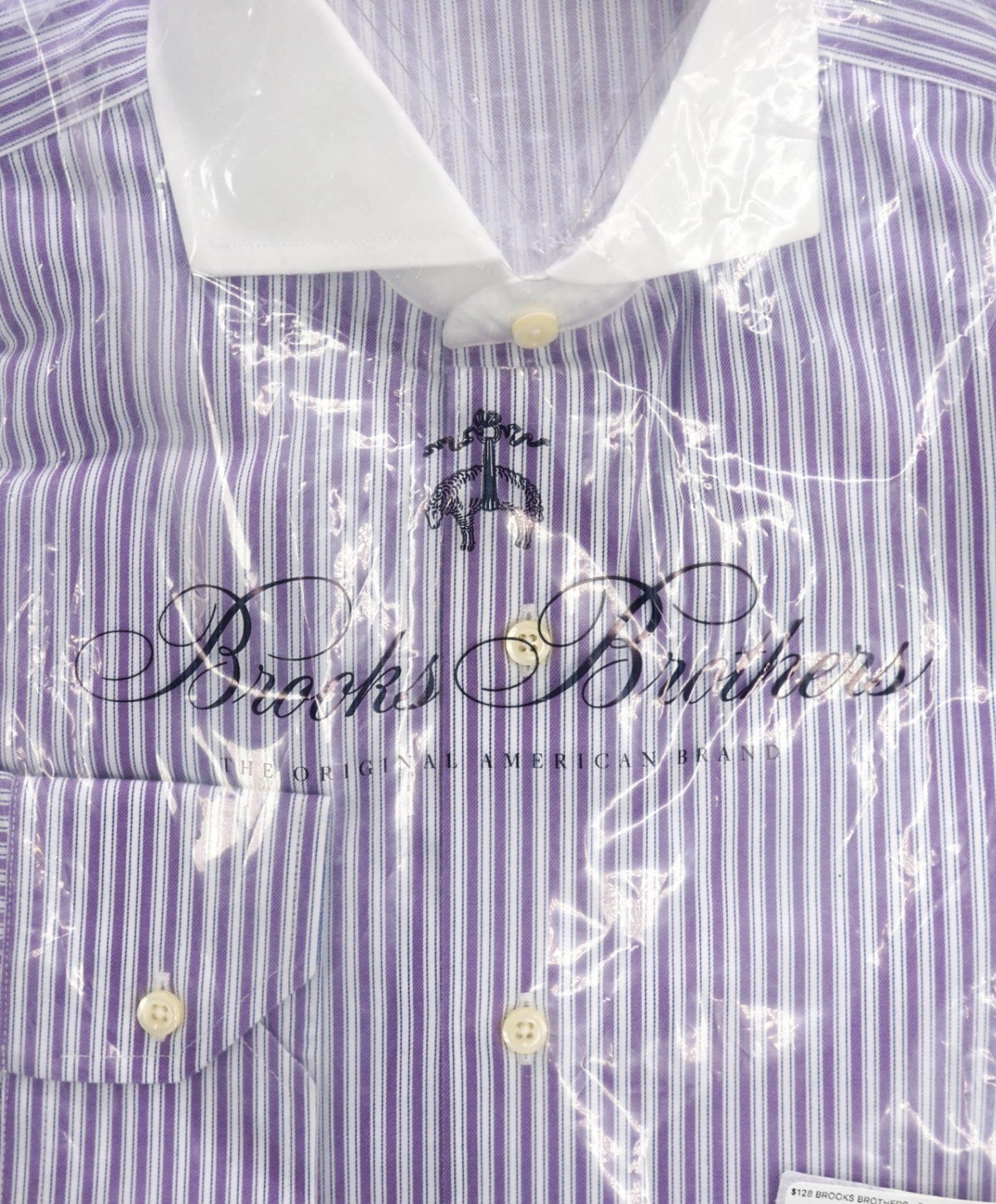 $128 BROOKS BROTHERS - Purple Stripe NON-IRON REGENT Shirt - 15.5 / 34