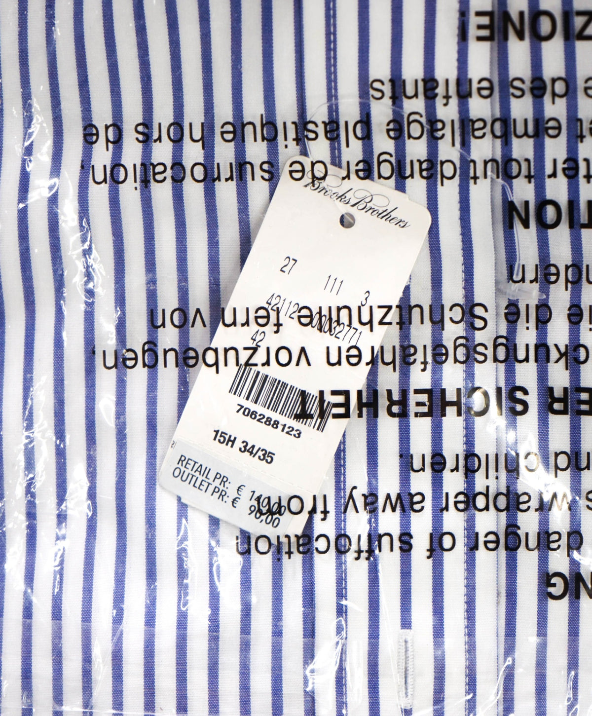 $128 BROOKS BROTHERS - Blue Stripe NON-IRON REGENT Shirt - 15.5 - 34/35