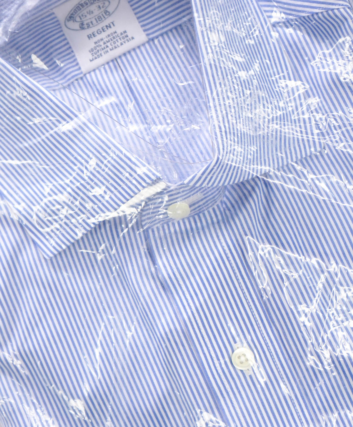 $128 BROOKS BROTHERS - Blue Stripe NON-IRON REGENT Shirt - 15.5 - 32