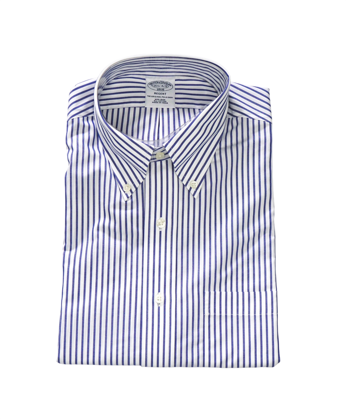 $128 BROOKS BROTHERS - Blue Stripe NON-IRON REGENT Shirt - 15.5 - 34/35