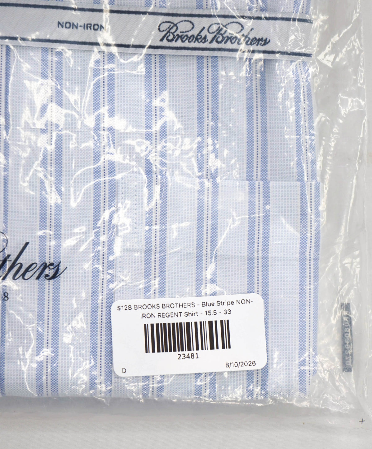 $128 BROOKS BROTHERS - Blue Stripe NON-IRON REGENT Shirt - 15.5 - 33