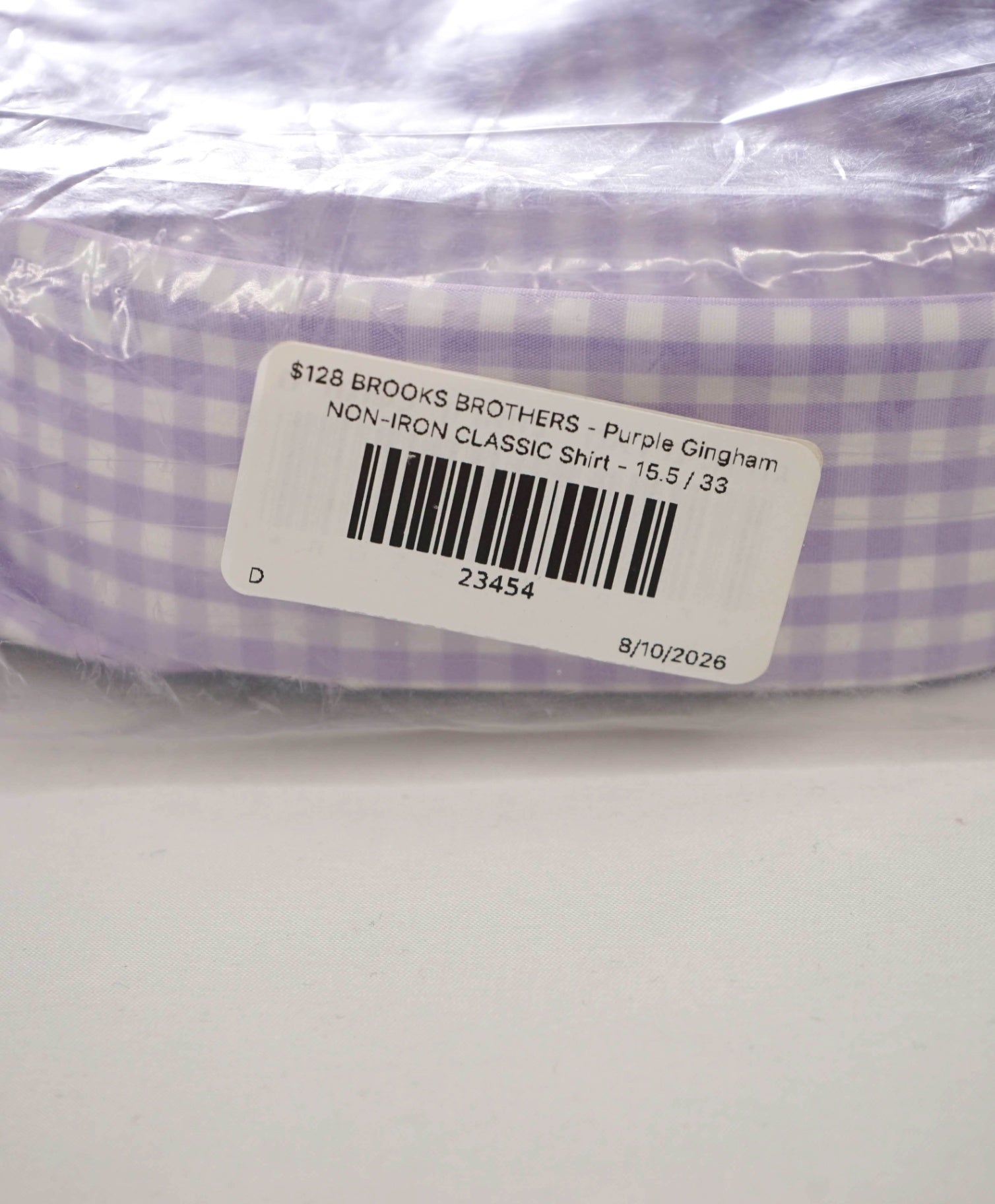 $128 BROOKS BROTHERS - Purple Gingham NON-IRON CLASSIC Shirt - 15.5 / 33
