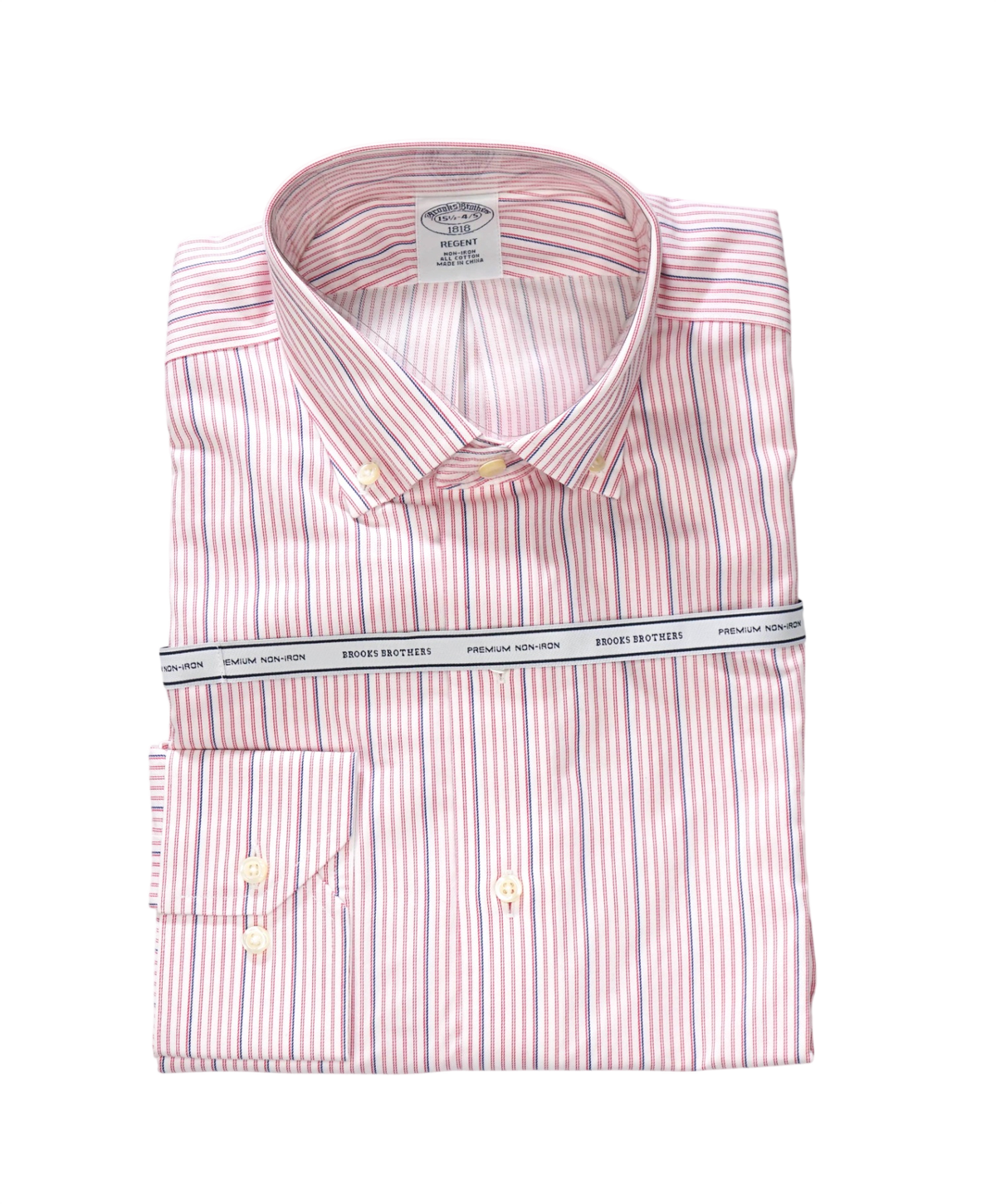 $128 BROOKS BROTHERS - Pink Stripe PREMIUM NON-IRON REGENT Shirt - 15.5 - 34/35