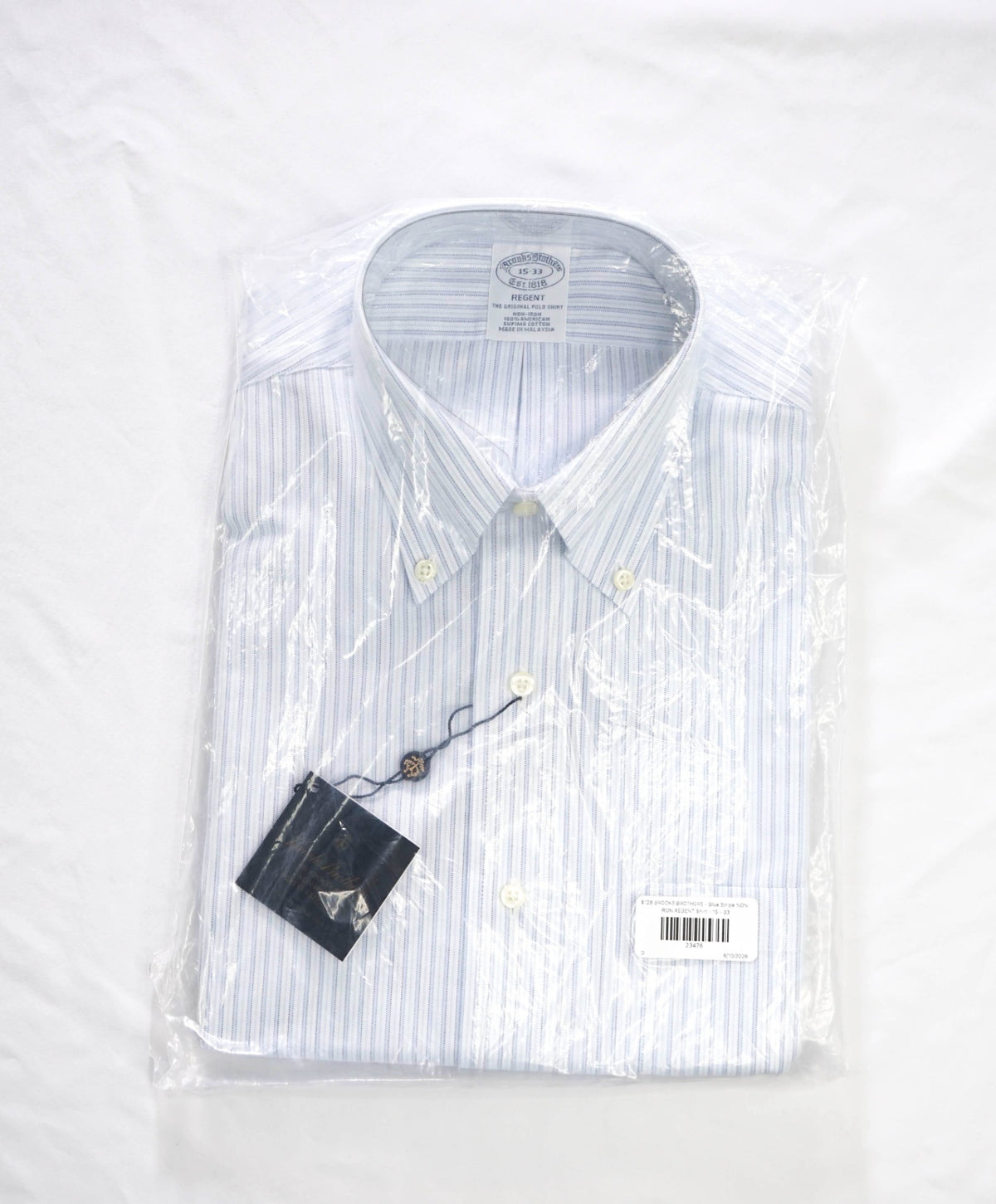 $128 BROOKS BROTHERS - Blue Stripe NON-IRON REGENT Shirt - 15 - 33