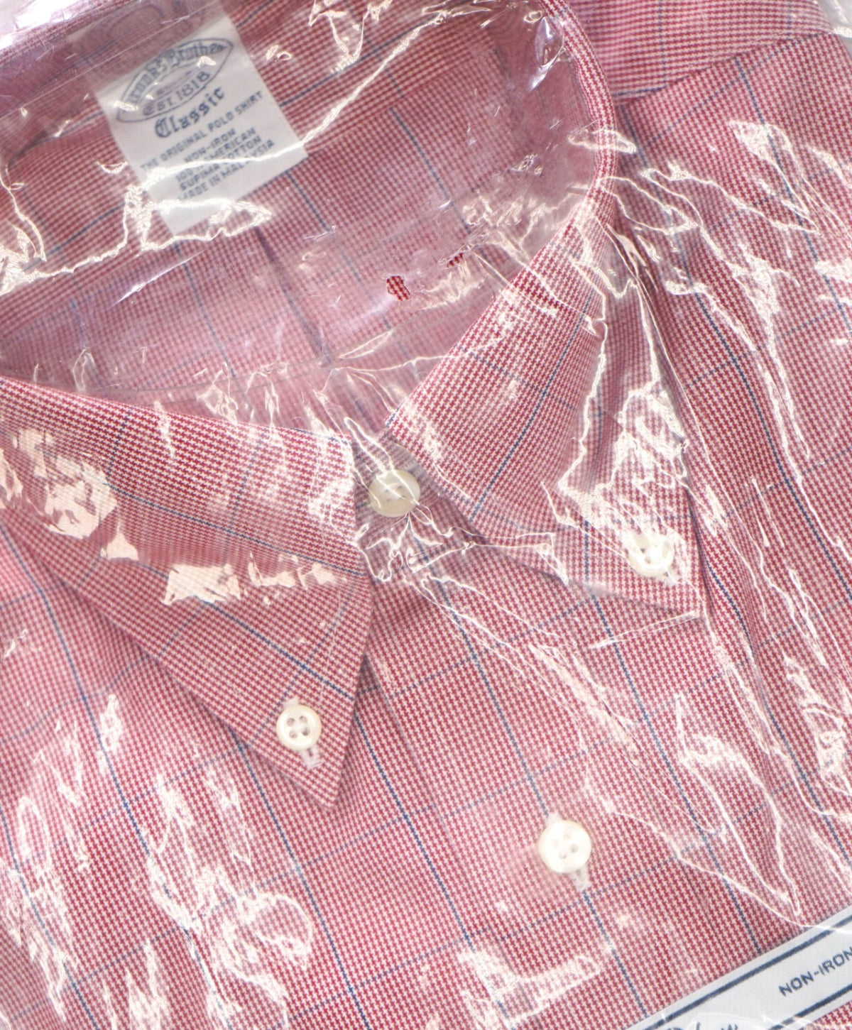 $128 BROOKS BROTHERS - Red Check NON-IRON CLASSIC Shirt - 15.5 / 32