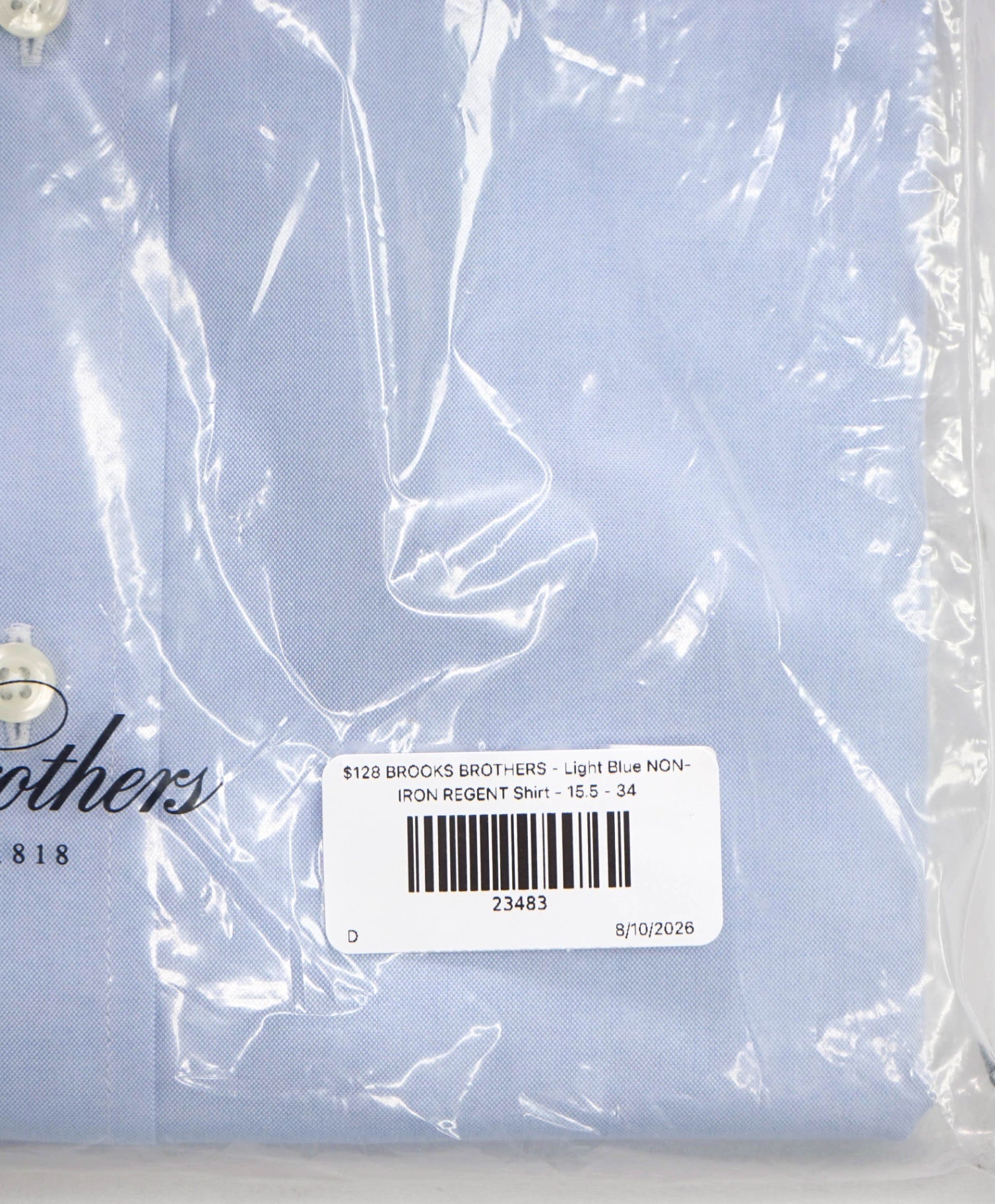 $128 BROOKS BROTHERS - Light Blue NON-IRON REGENT Shirt - 15.5 - 34
