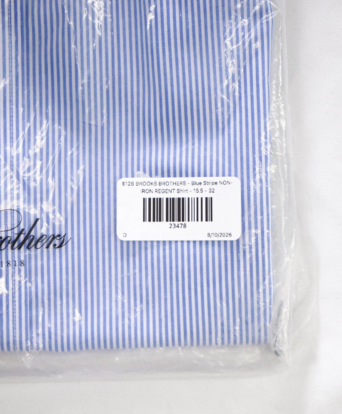 $128 BROOKS BROTHERS - Blue Stripe NON-IRON REGENT Shirt - 15.5 - 32