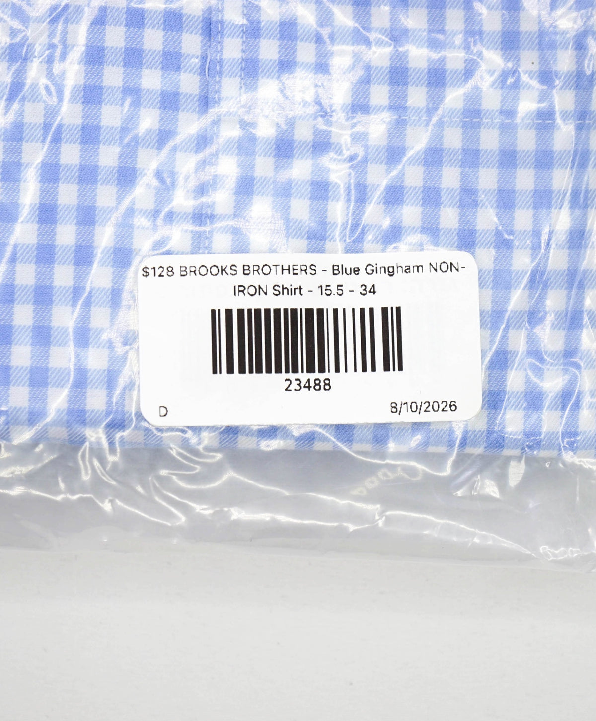 $128 BROOKS BROTHERS - Blue Gingham NON-IRON Shirt - 15.5 - 34