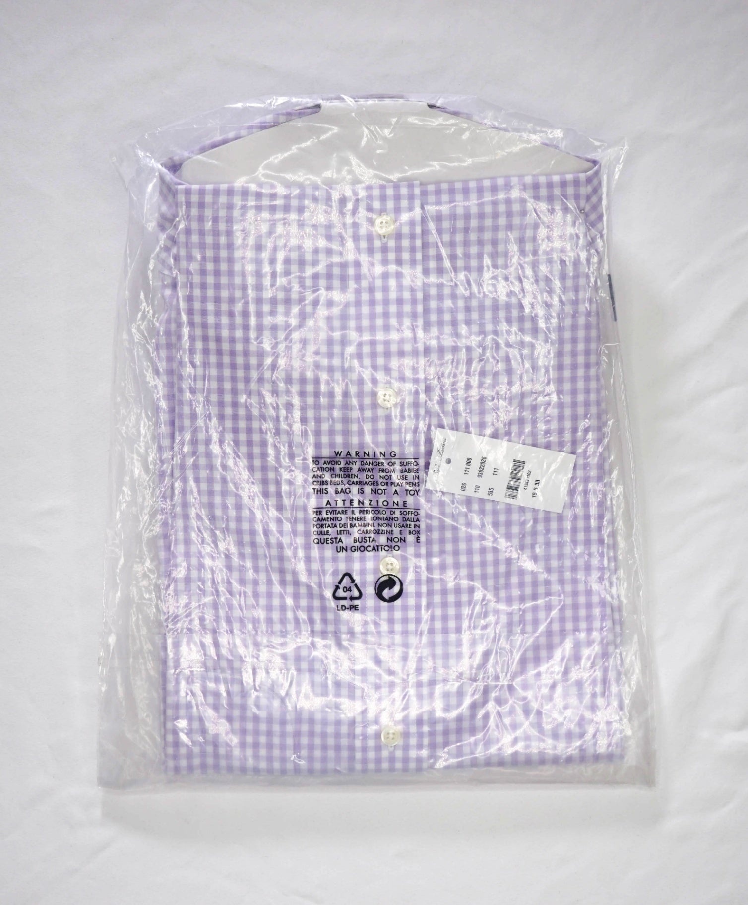$128 BROOKS BROTHERS - Purple Gingham NON-IRON CLASSIC Shirt - 15.5 / 33