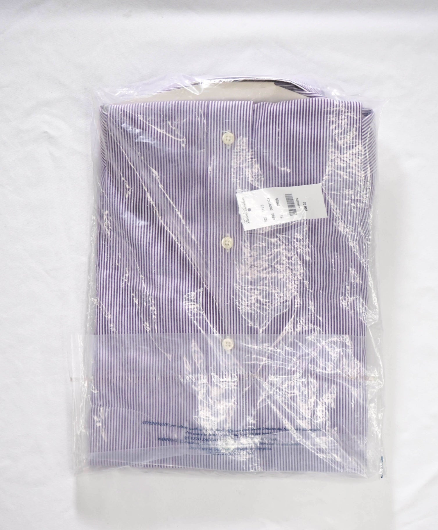 $128 BROOKS BROTHERS - Purple Stripe NON-IRON CLASSIC Shirt - 15.5 / 33