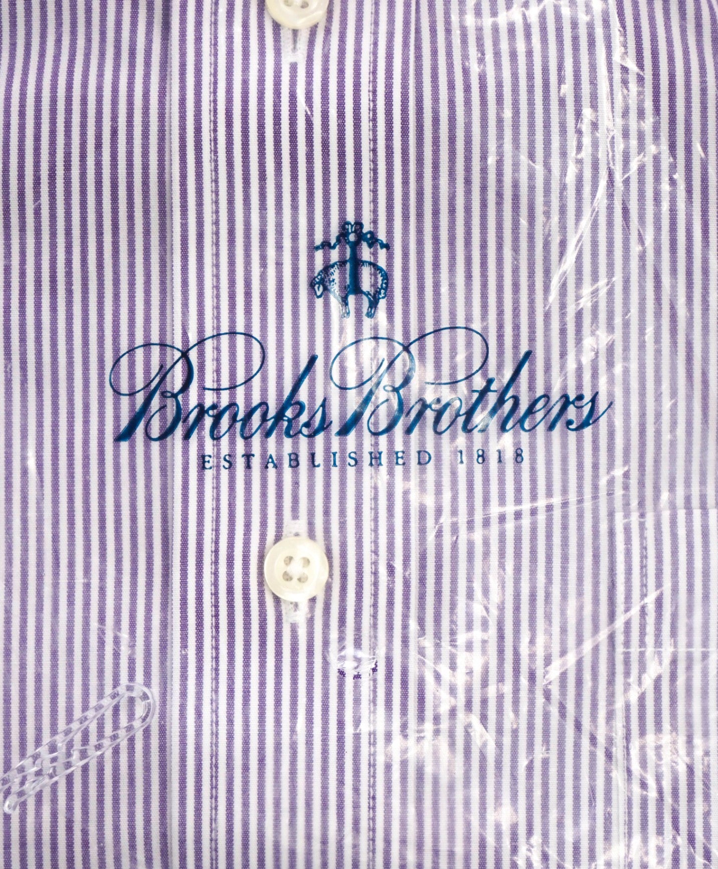 $128 BROOKS BROTHERS - Purple Stripe NON-IRON CLASSIC Shirt - 15.5 / 33