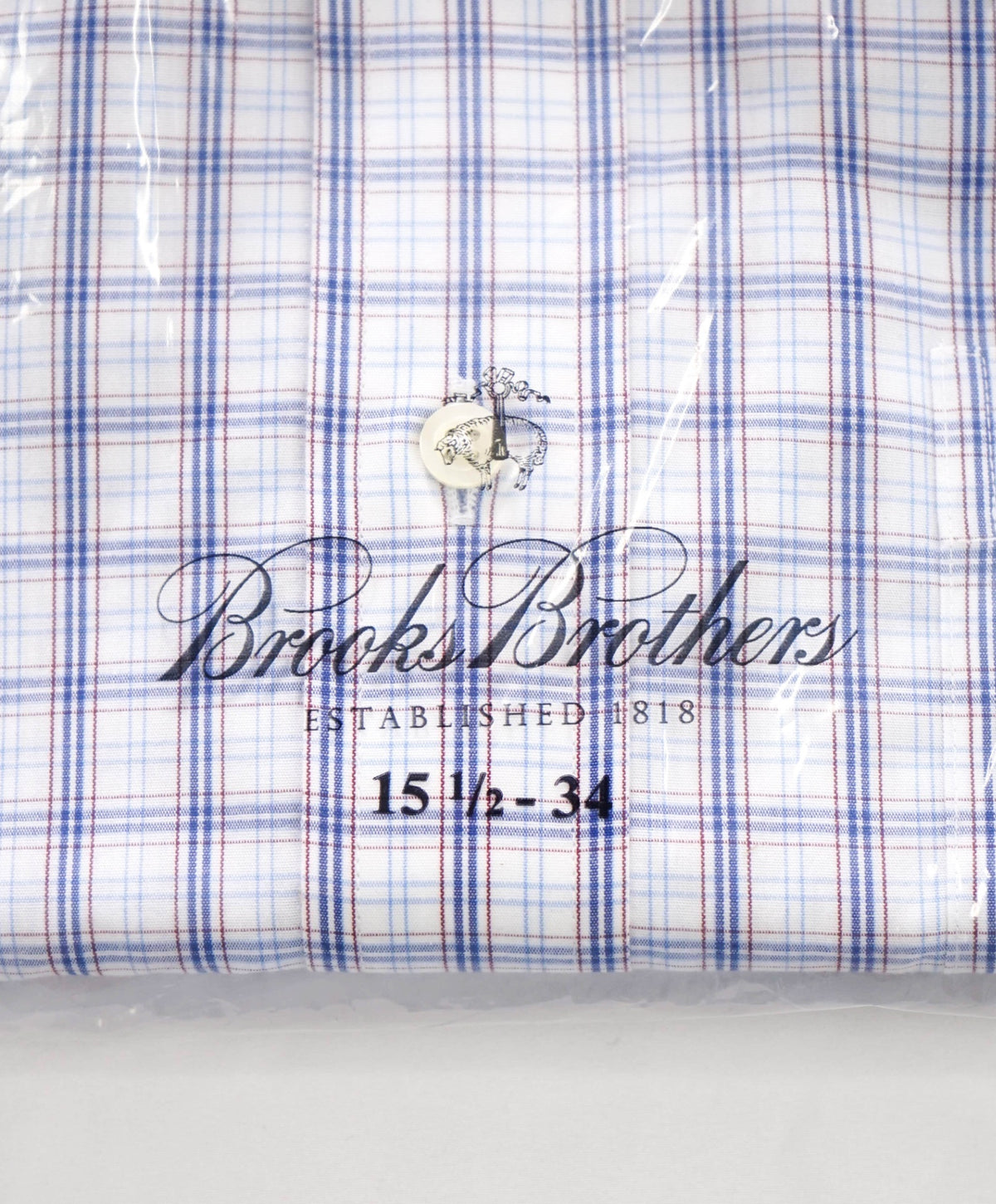 $128 BROOKS BROTHERS - Blue Plaid NON-IRON REGENT Shirt - 15.5 / 34