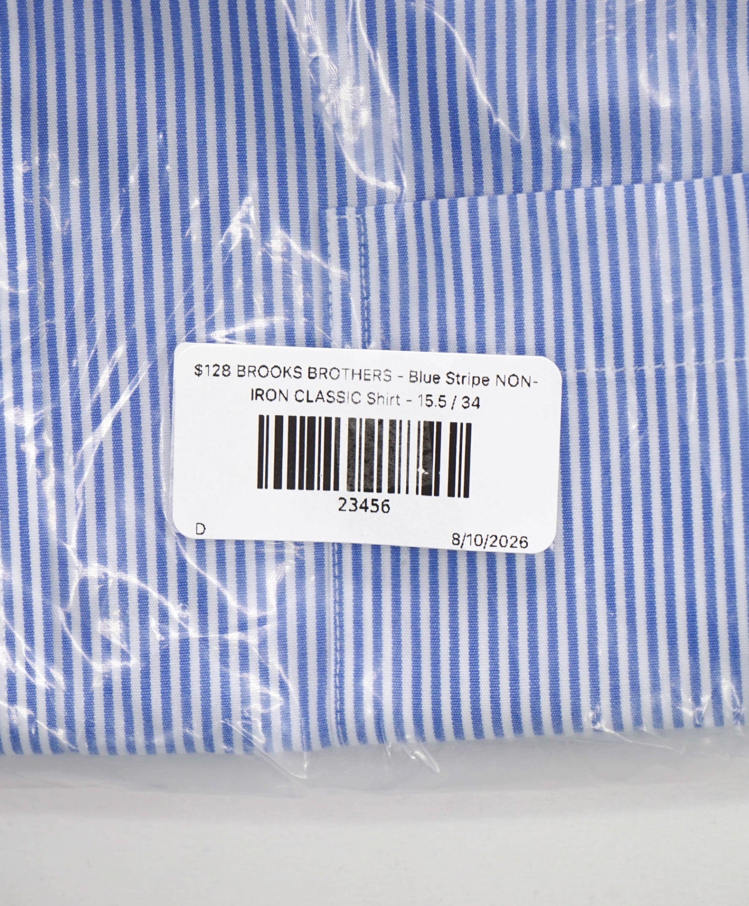 $128 BROOKS BROTHERS - Blue Stripe NON-IRON CLASSIC Shirt - 15.5 / 34
