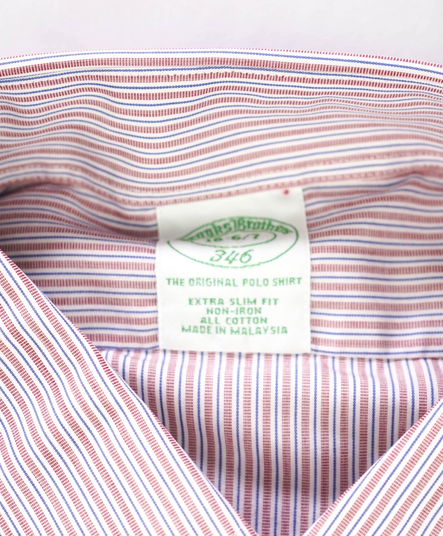 $128 BROOKS BROTHERS - Red/Blue Stripe NON-IRON "346" EXTRA SLIM FIT Shirt - 16 - 36/37