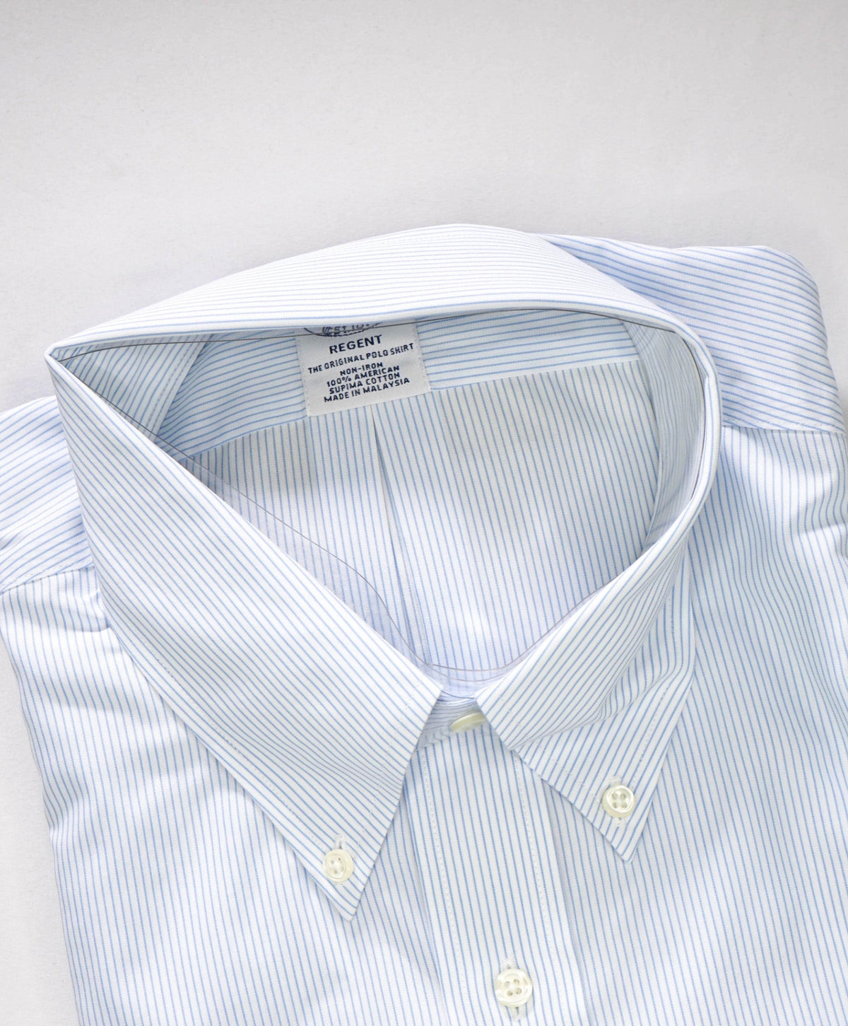 $128 BROOKS BROTHERS - Blue Stripe NON-IRON REGENT Shirt - 17.5 - 35