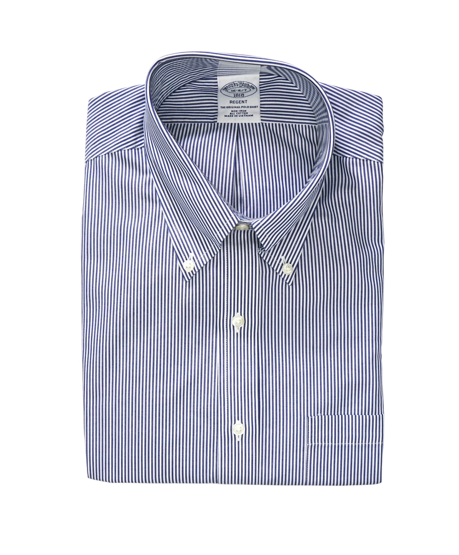$128 BROOKS BROTHERS - Blue Stripe NON-IRON REGENT Shirt - 16 - 36/37