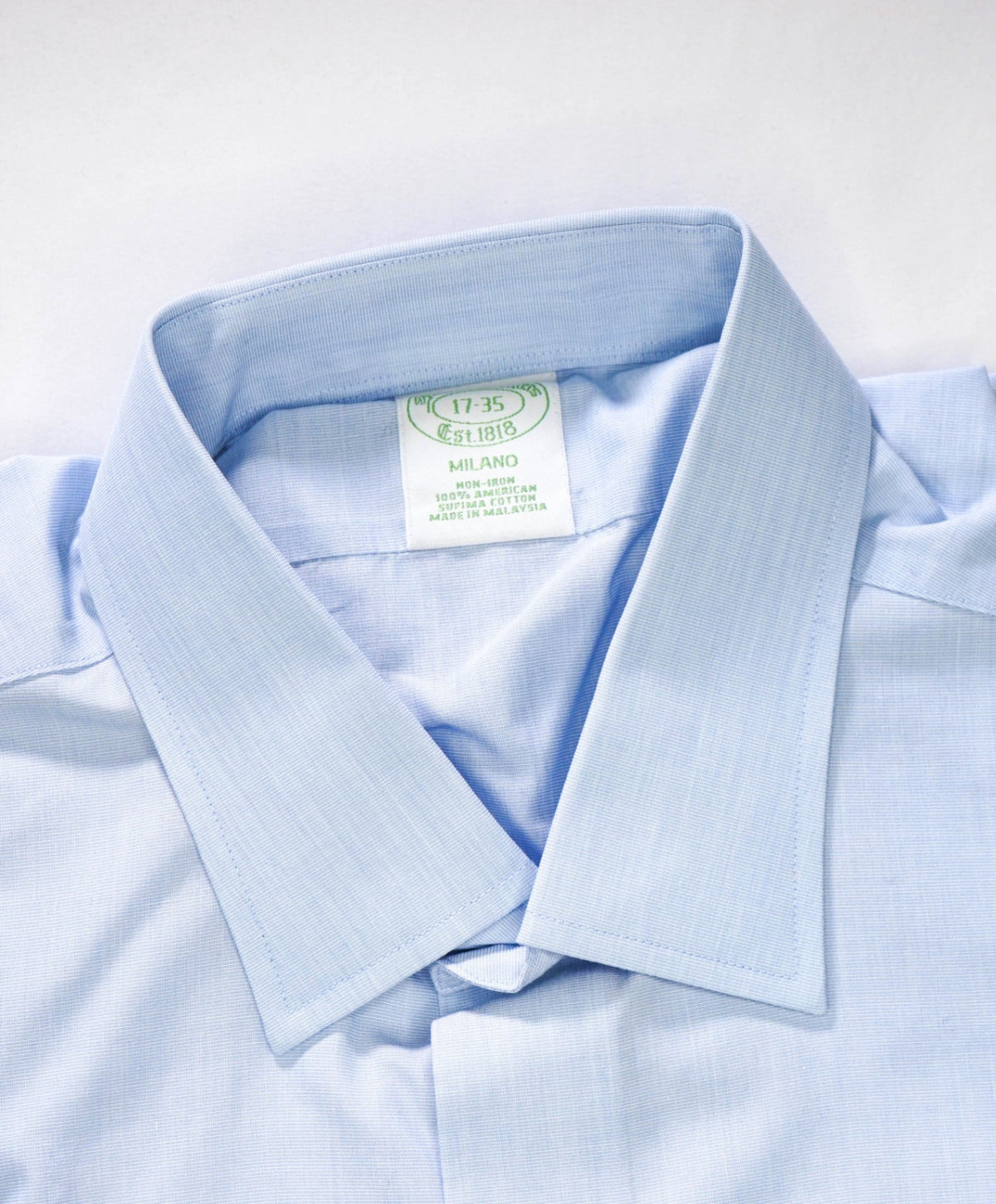 $128 BROOKS BROTHERS - Blue NON-IRON MILANO Shirt - 17 - 35