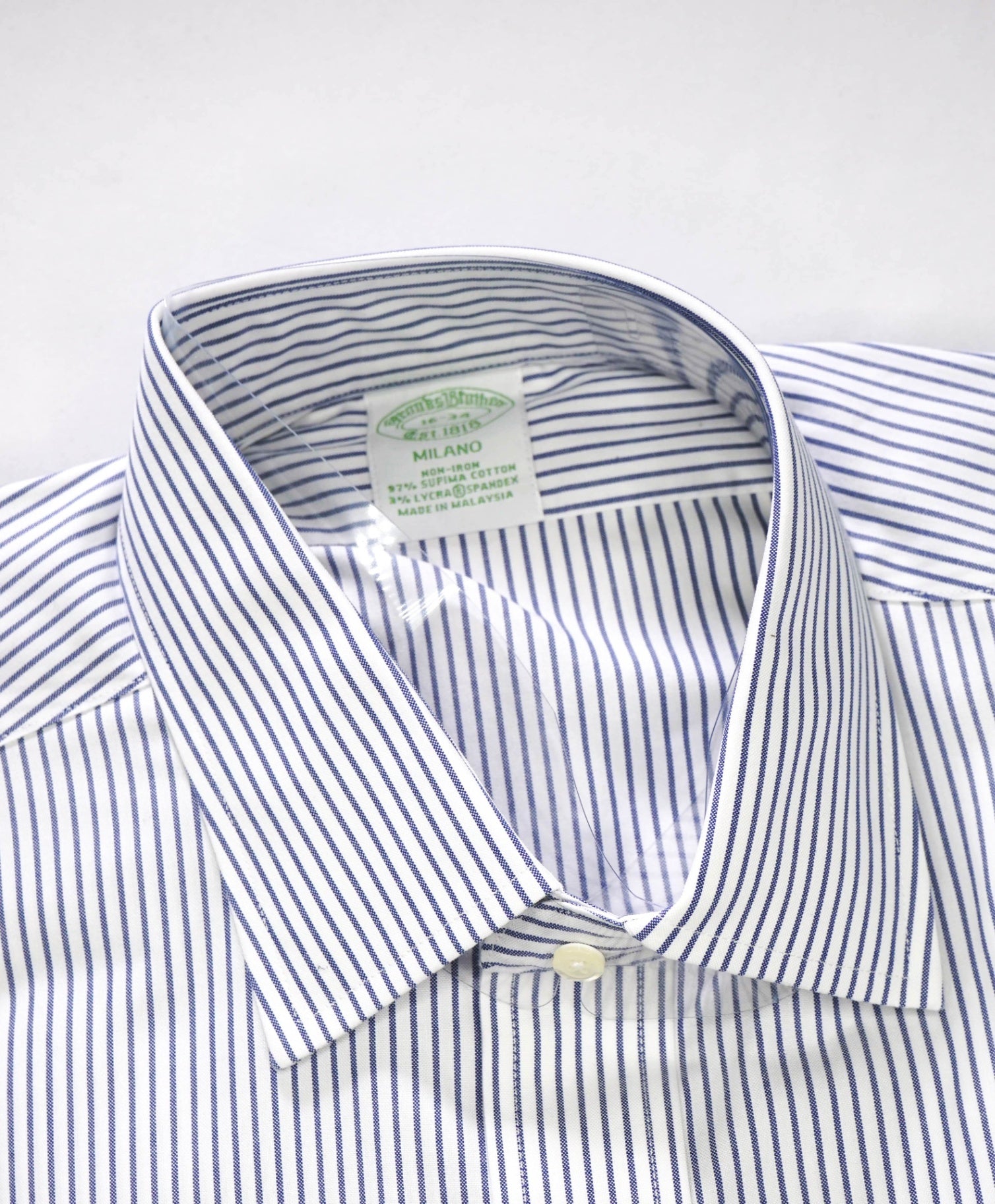 $128 BROOKS BROTHERS - Blue Stripe NON-IRON MILANO Shirt - 16 - 34
