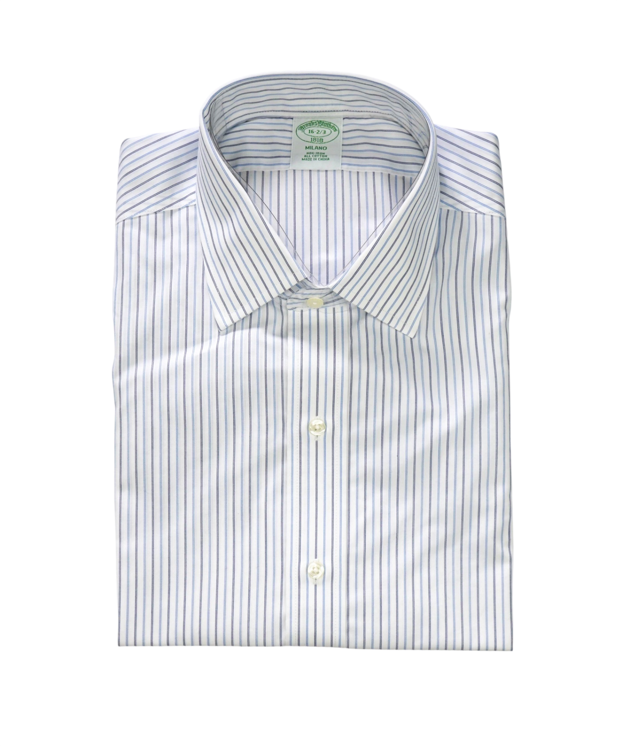 $128 BROOKS BROTHERS - Blue Stripe NON-IRON MILANO Shirt - 16 - 32/33