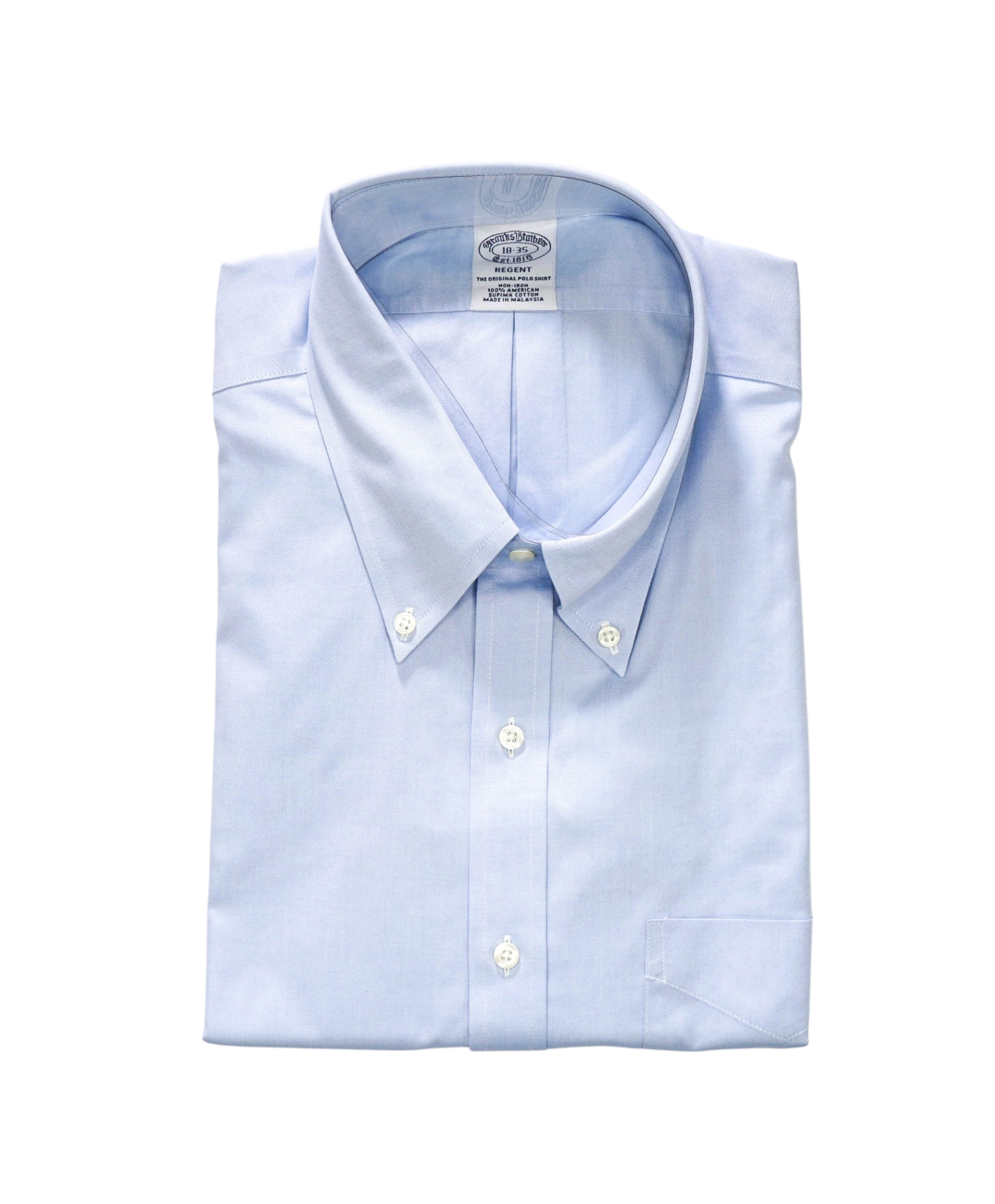 $128 BROOKS BROTHERS - Blue NON-IRON REGENT Shirt - 18 - 35