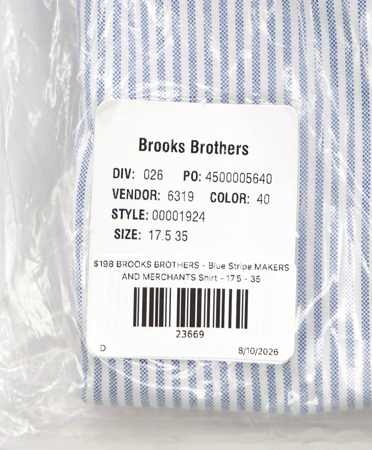 $198 BROOKS BROTHERS - Blue Stripe MAKERS AND MERCHANTS Shirt - 17.5 - 35