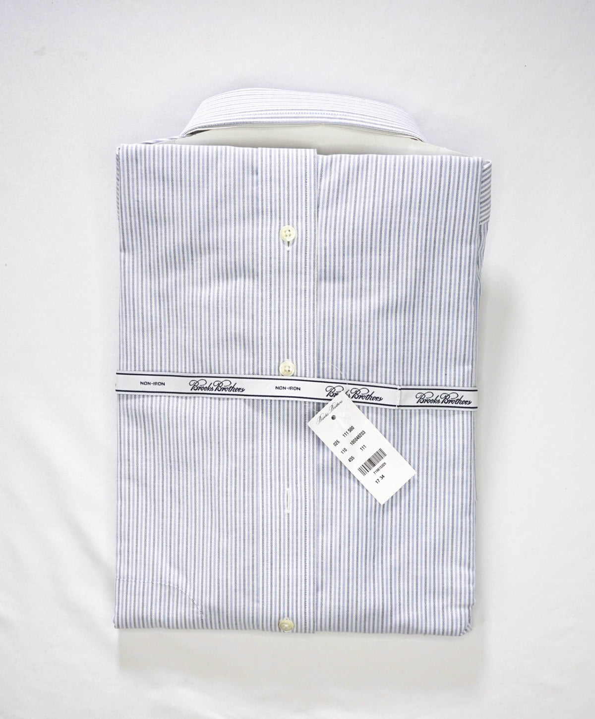 $128 BROOKS BROTHERS - Blue Stripe NON-IRON REGENT Shirt - 17 - 34