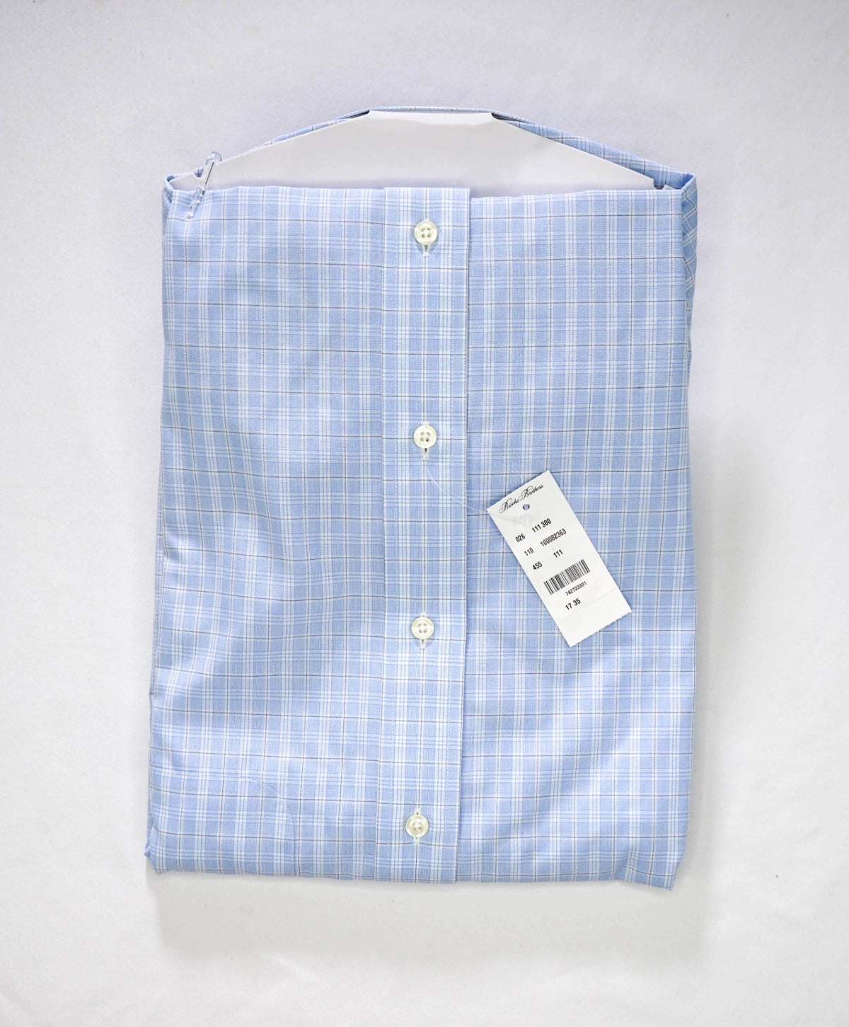 $128 BROOKS BROTHERS - Blue Plaid NON-IRON REGENT Shirt - 17 - 35