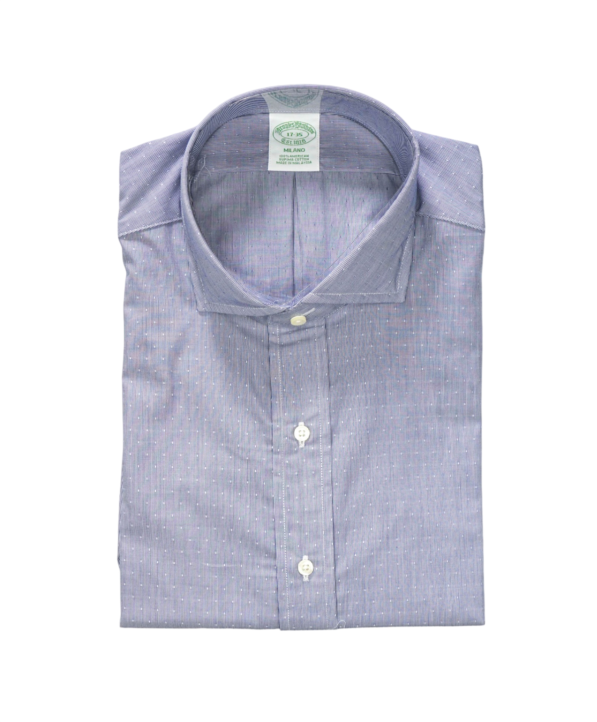 $128 BROOKS BROTHERS - Blue Stripe MILANO Shirt - 17 - 35