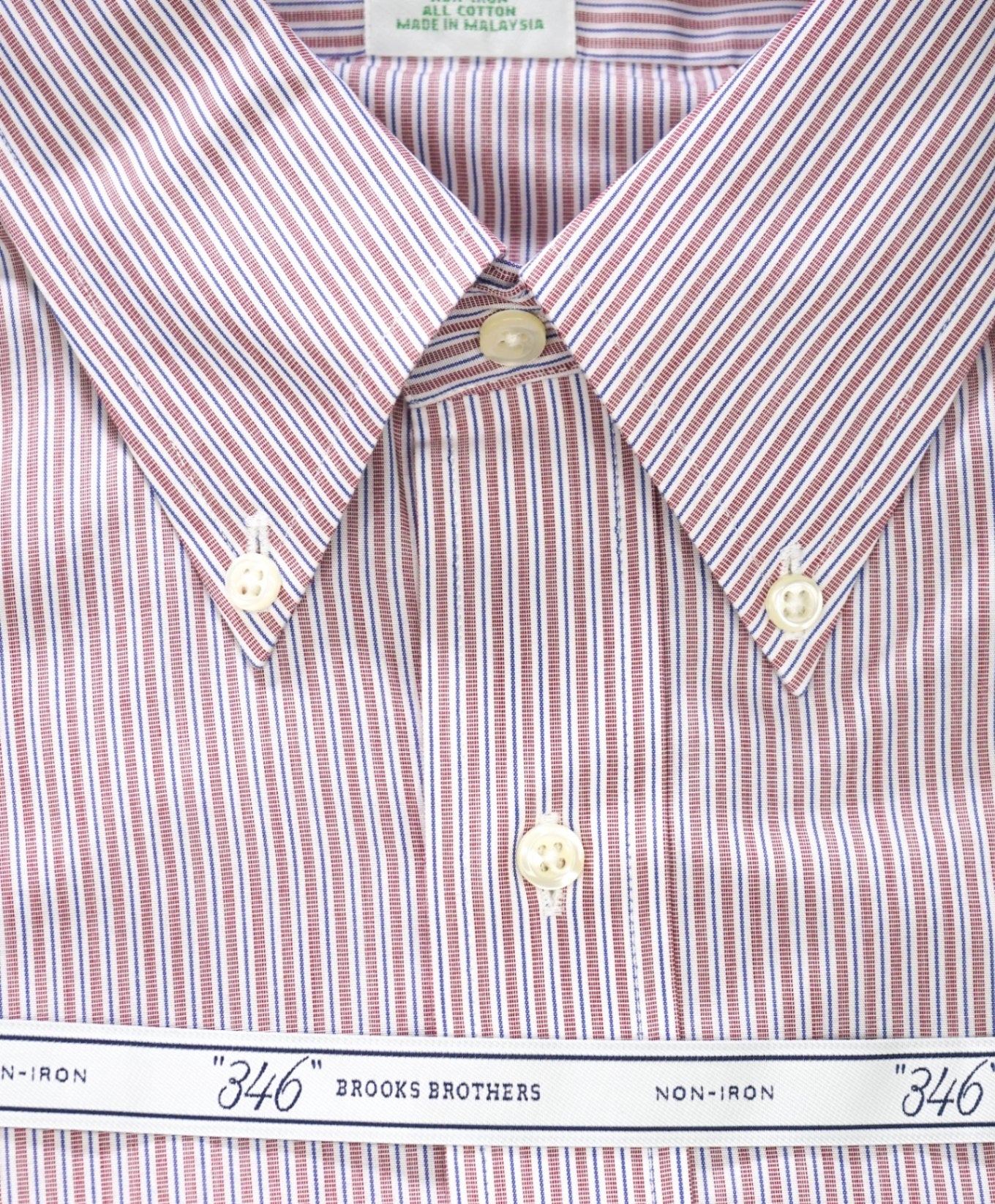 $128 BROOKS BROTHERS - Red/Blue Stripe NON-IRON "346" EXTRA SLIM FIT Shirt - 16 - 36/37