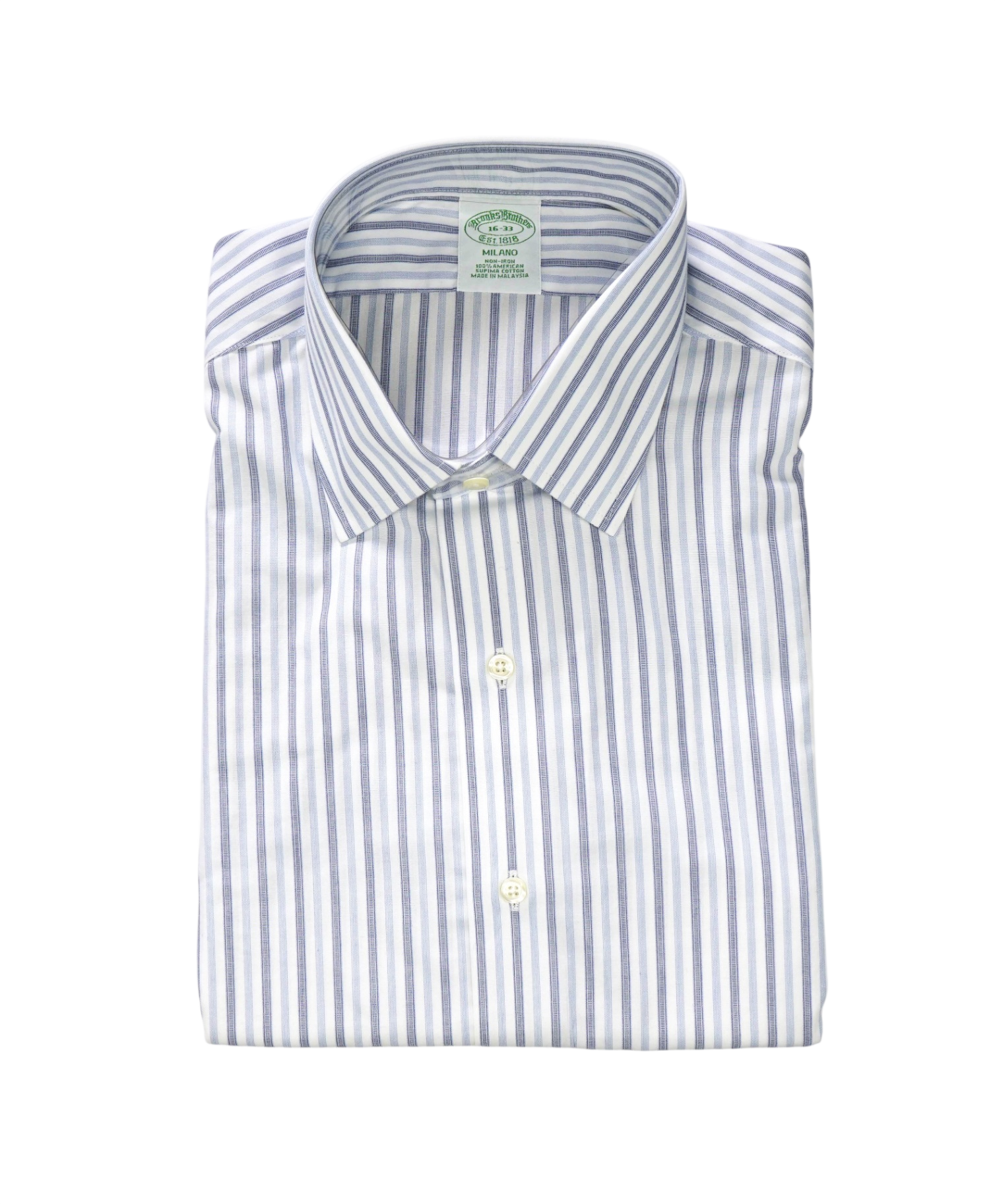 $128 BROOKS BROTHERS - Blue Stripe NON-IRON MILANO Shirt - 16 - 33